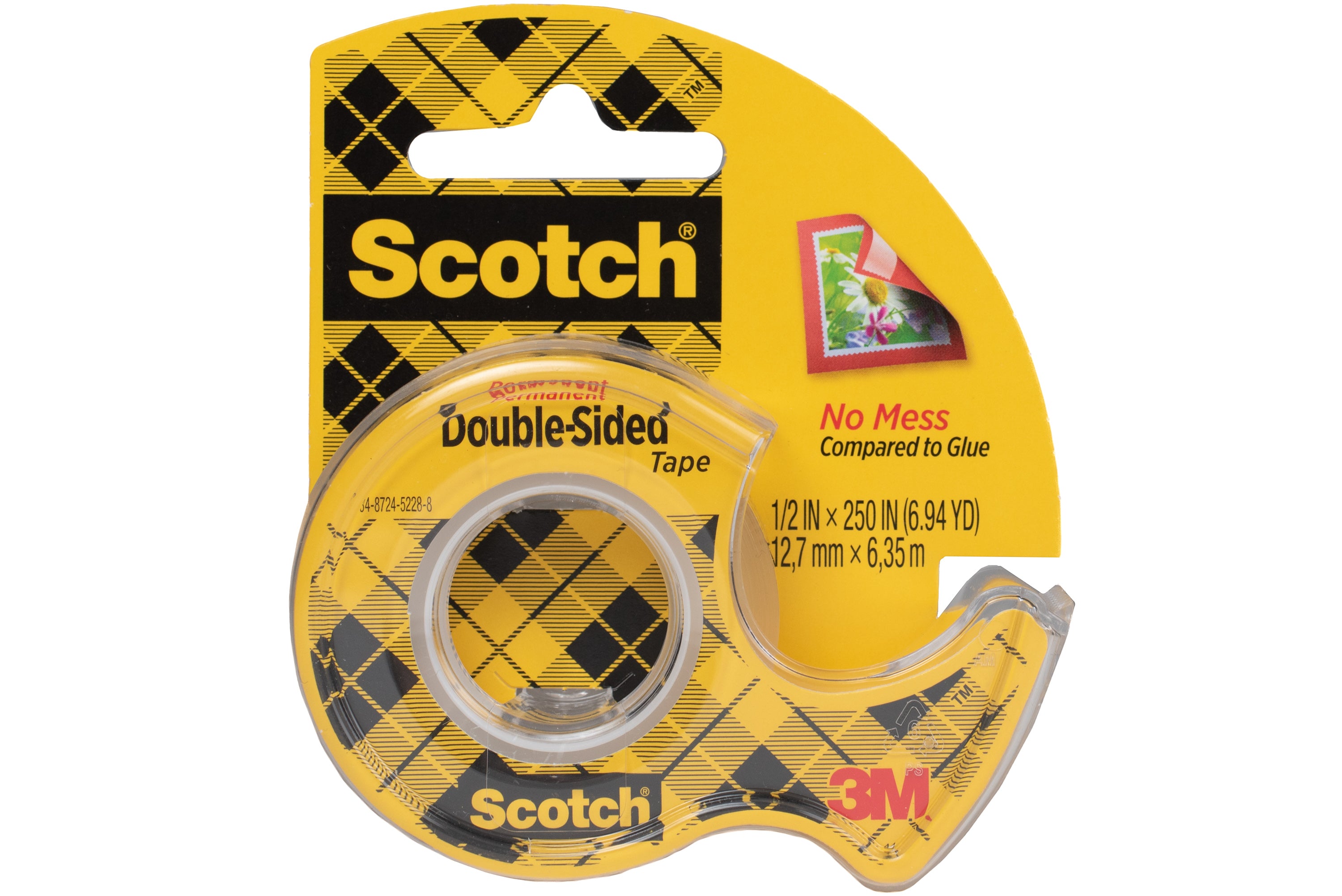 Scotch Double-Sided Tape, 1/2" x 250"