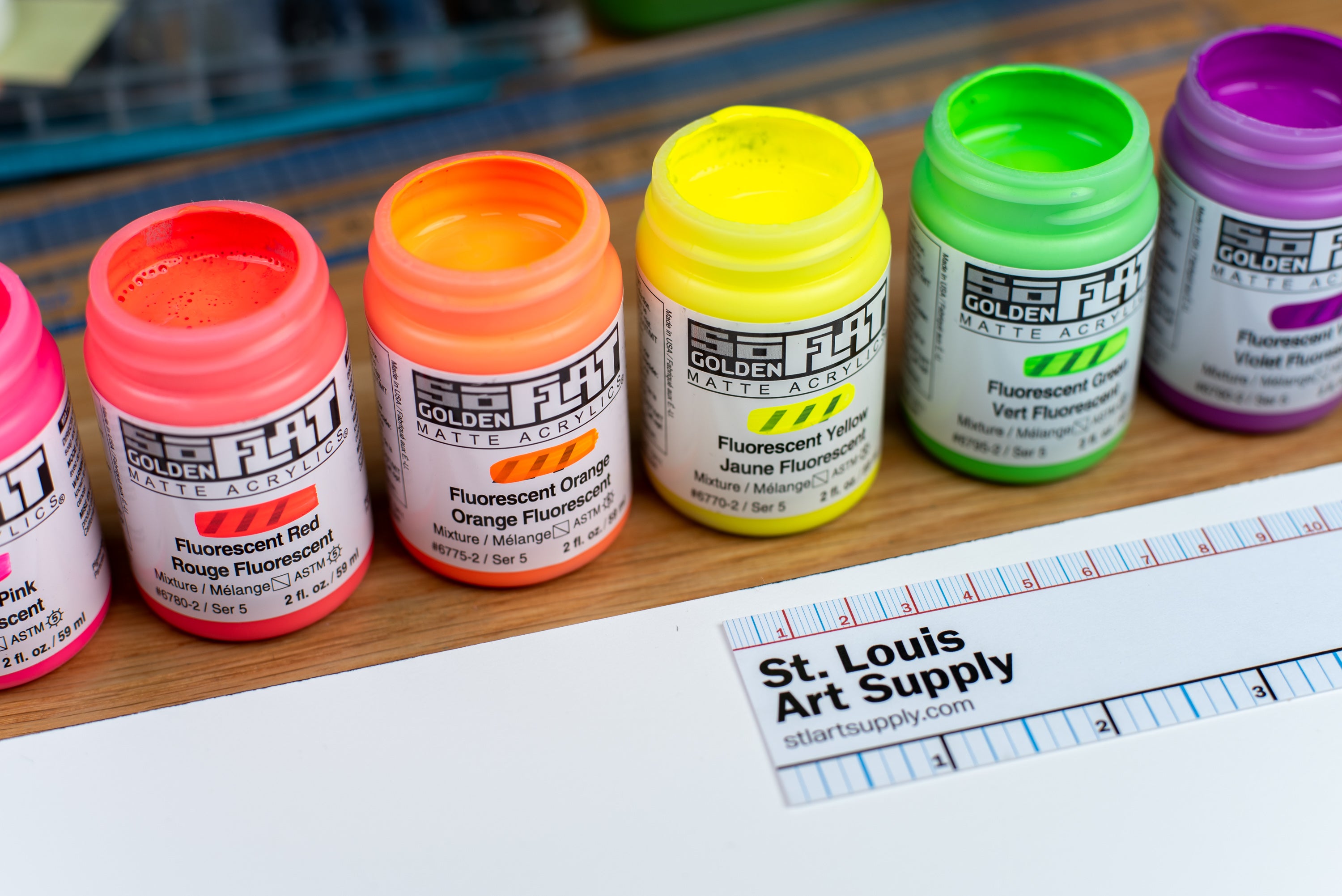 Golden SoFlat Matte Acrylics, Fluorescent Set of 6