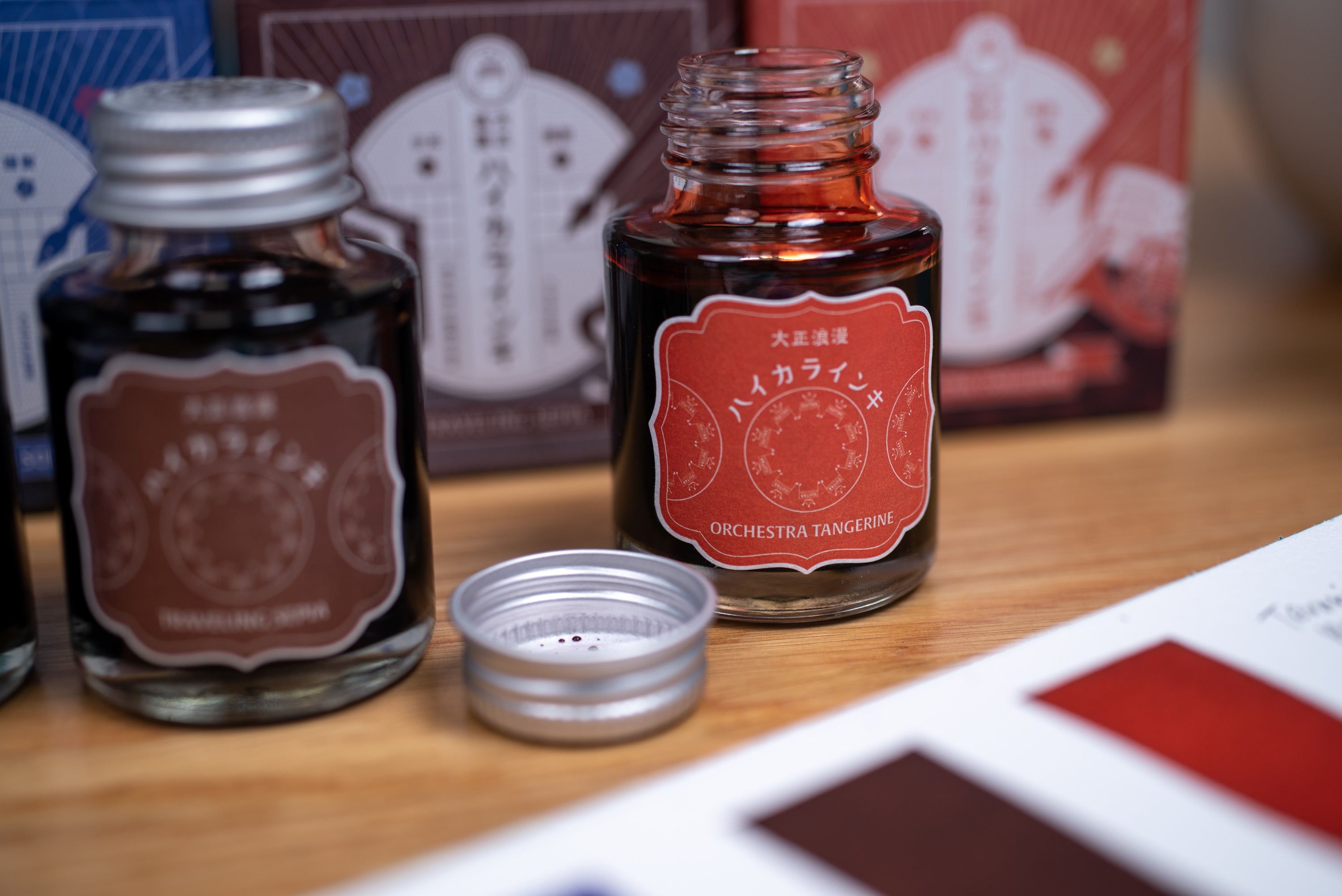 Taisho Roman Fountain Pen Ink, Vintage Set of 6