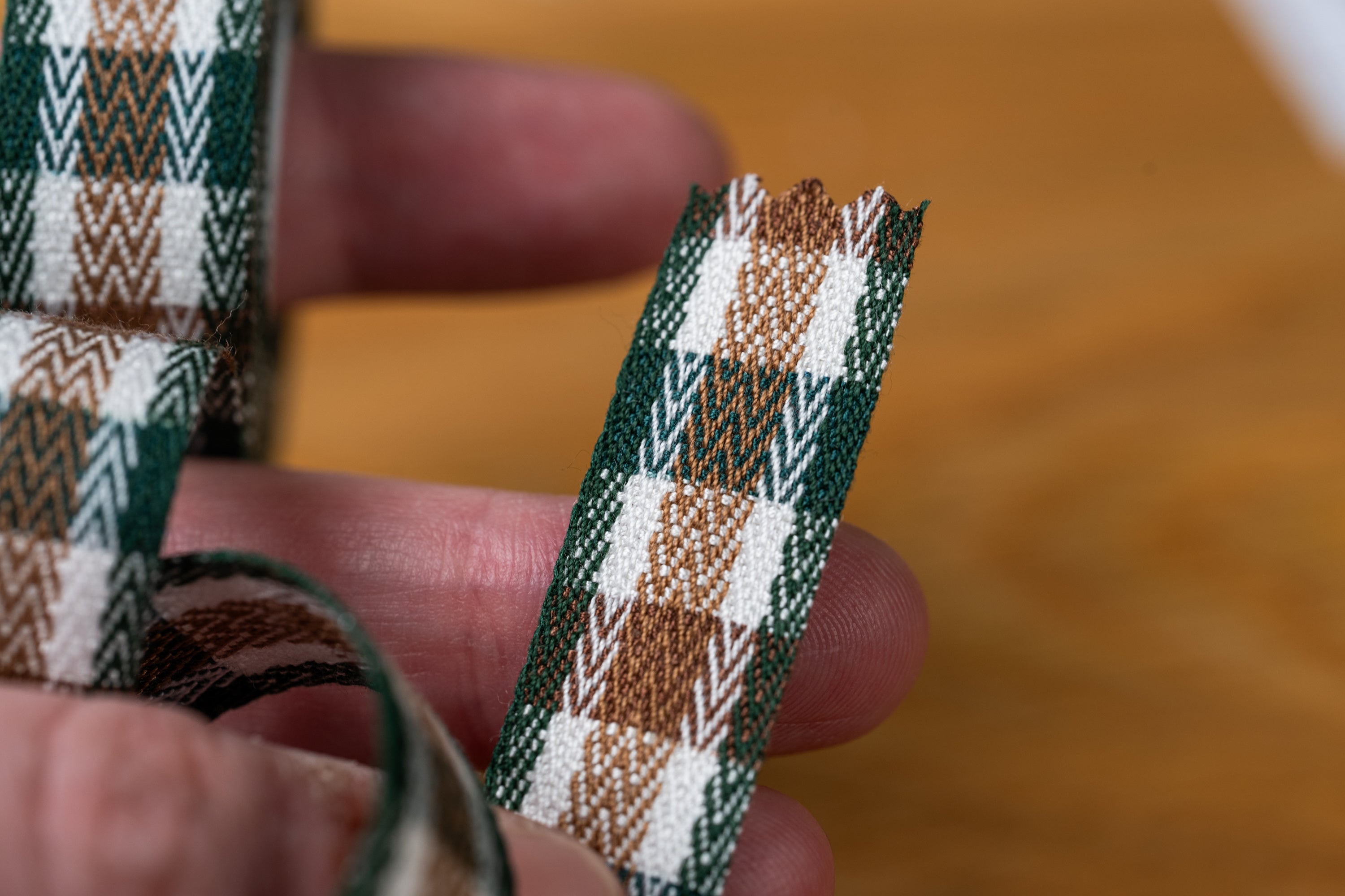 Yarn-Dyed Twill Tape, Green/Brown Tartan