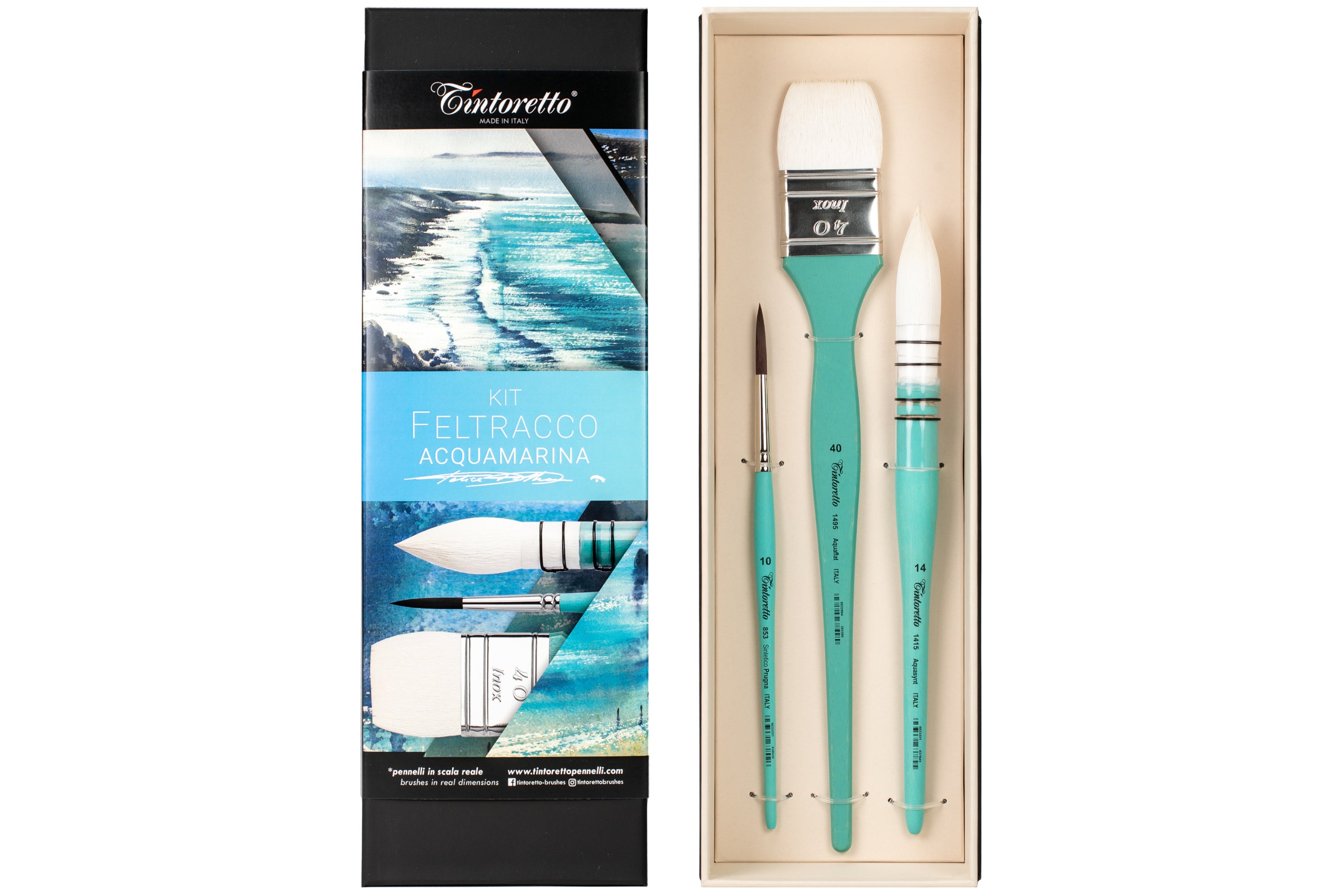 Tintoretto ⨉ Felice Feltracco Aquamarine Watercolor Brush Set
