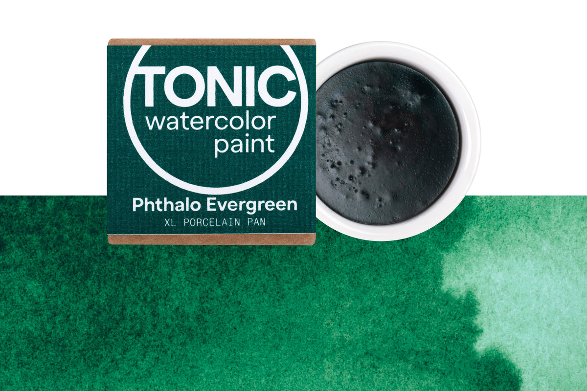 Tonic Watercolor, Porcelain Pan, #130 Phthalo Evergreen