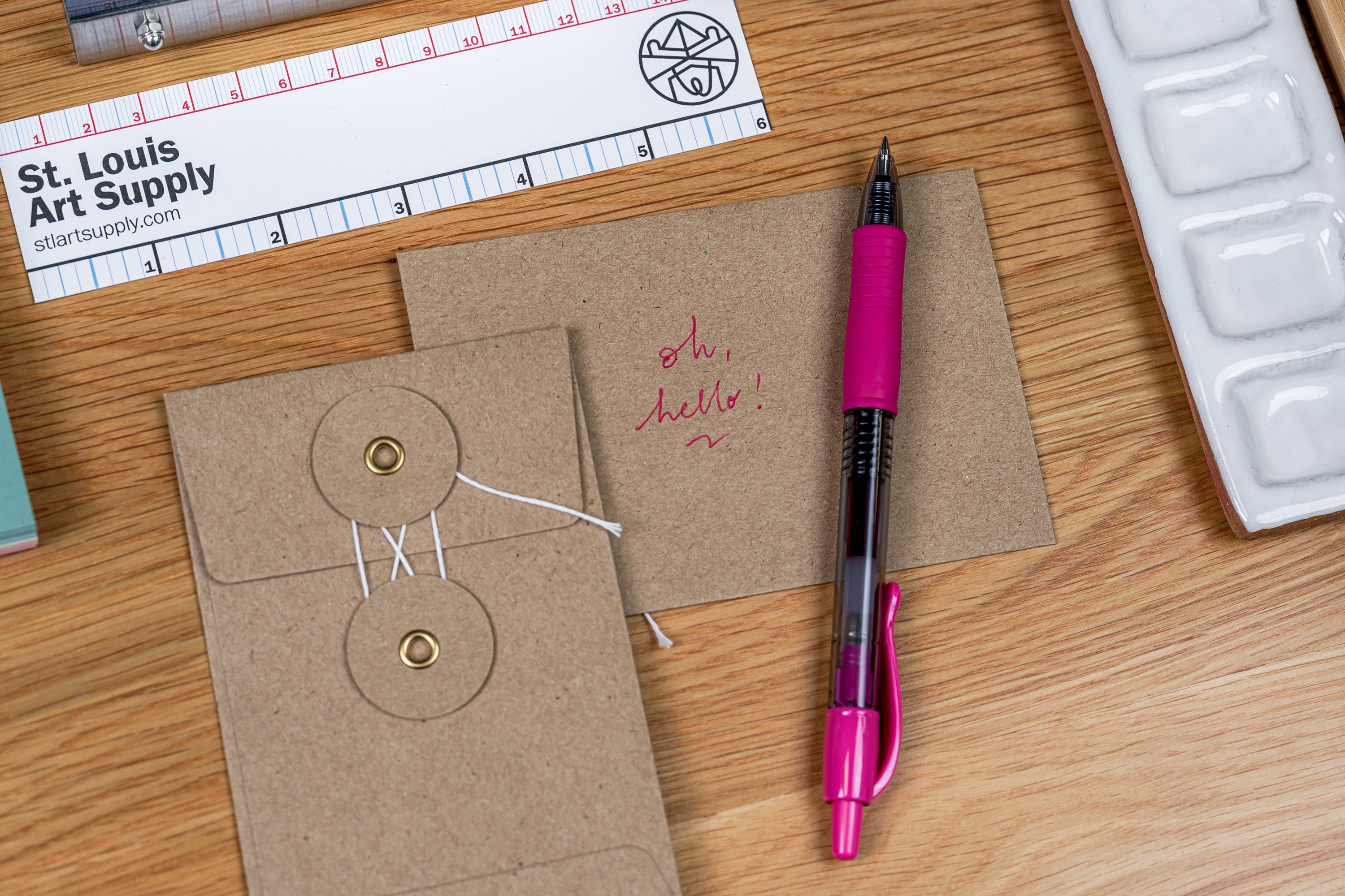 Button-and-String Envelopes, Mini, Brown Kraft