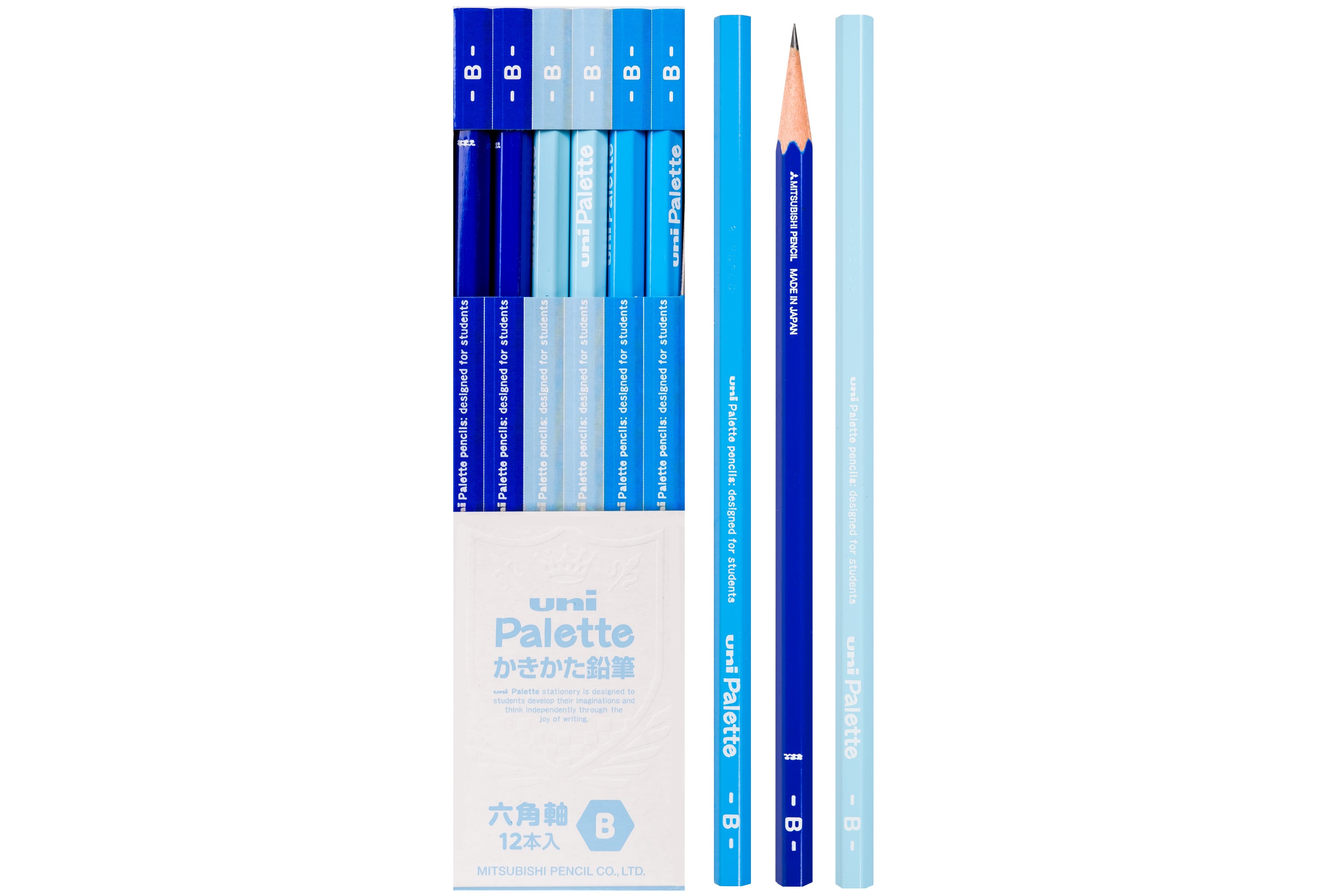 Uni Palette Pencils, B, Box of 12 (Blue Tones)