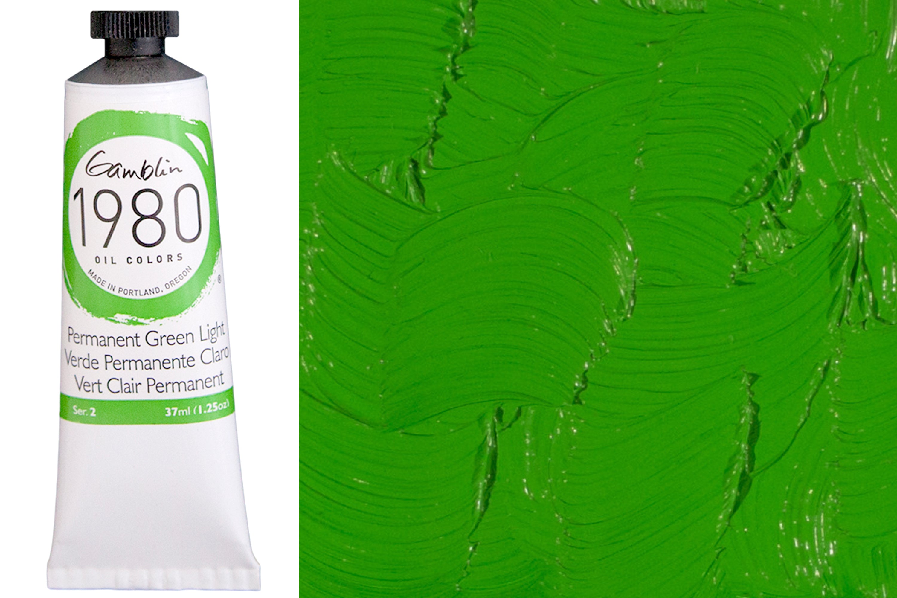 Gamblin 1980 Oil Colors, 37 mL, Permanent Green Light