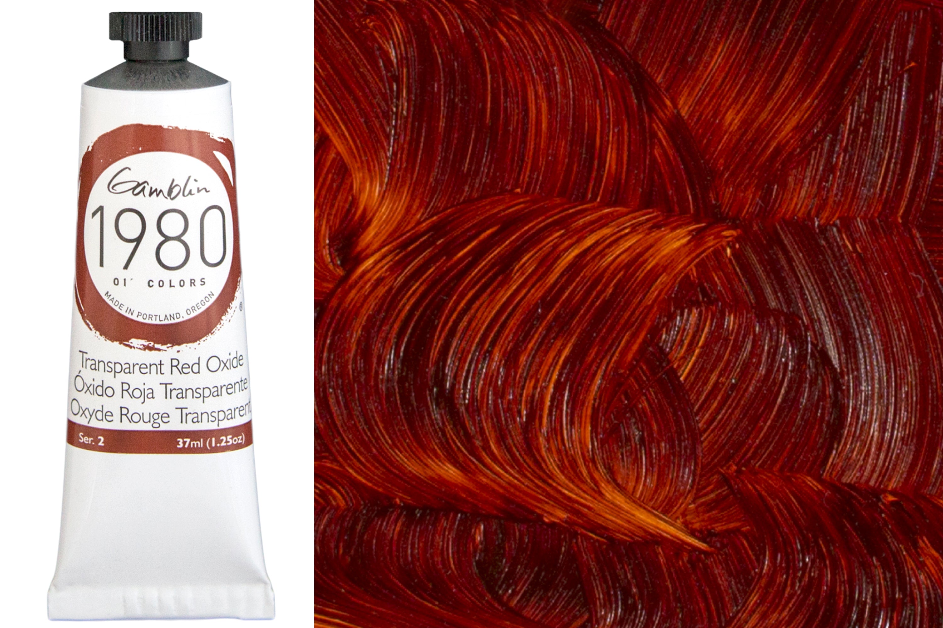 Gamblin 1980 Oil Colors, 37 mL, Transparent Red Oxide