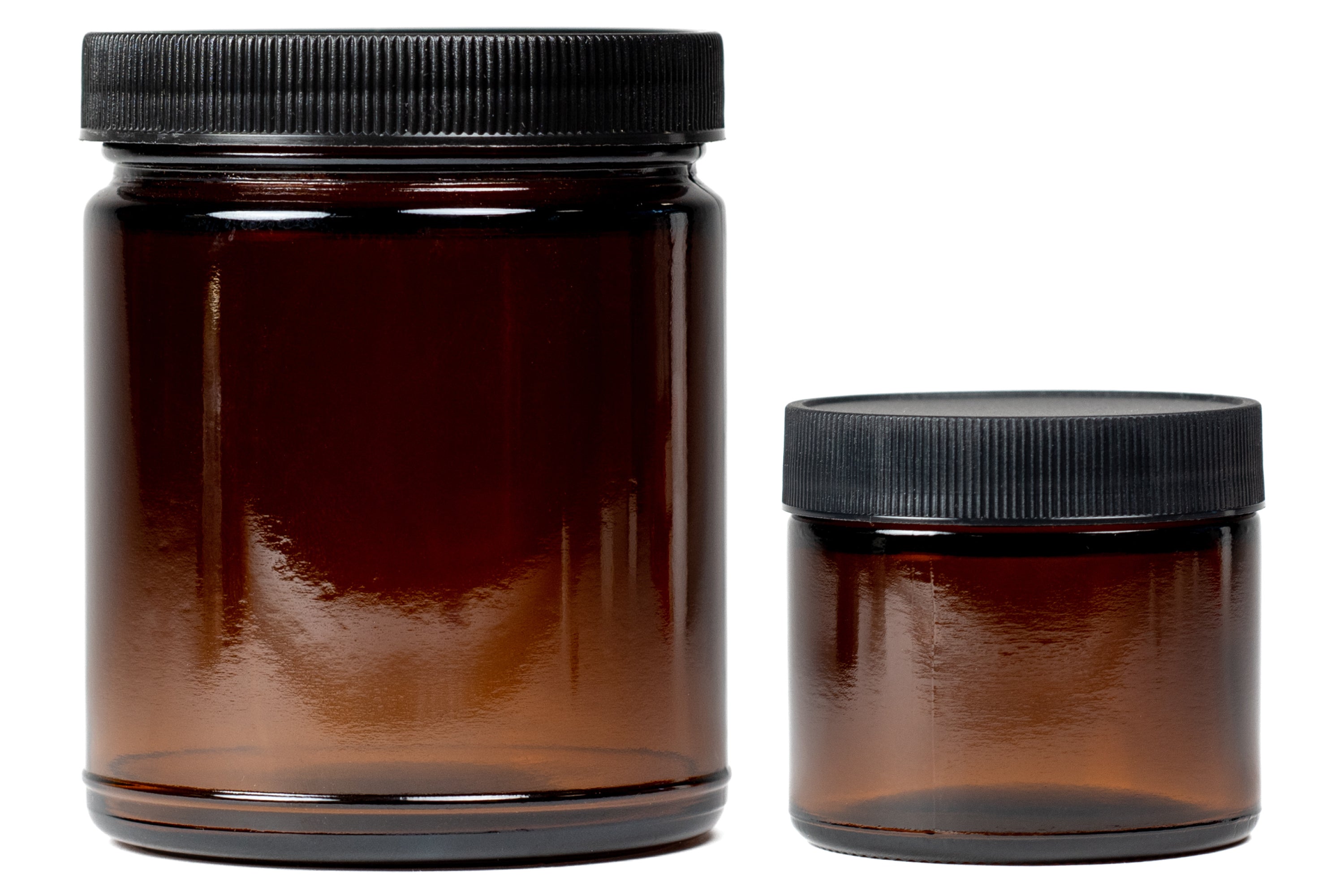 Wide-Mouth Amber Glass Jars