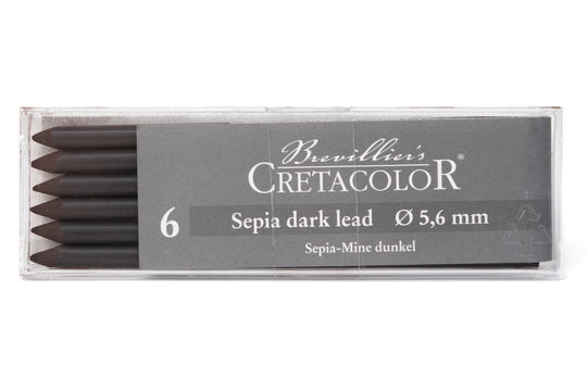 Cretacolor - Dark Sepia Lead, 5.6 mm, Box of 6 - St. Louis Art Supply