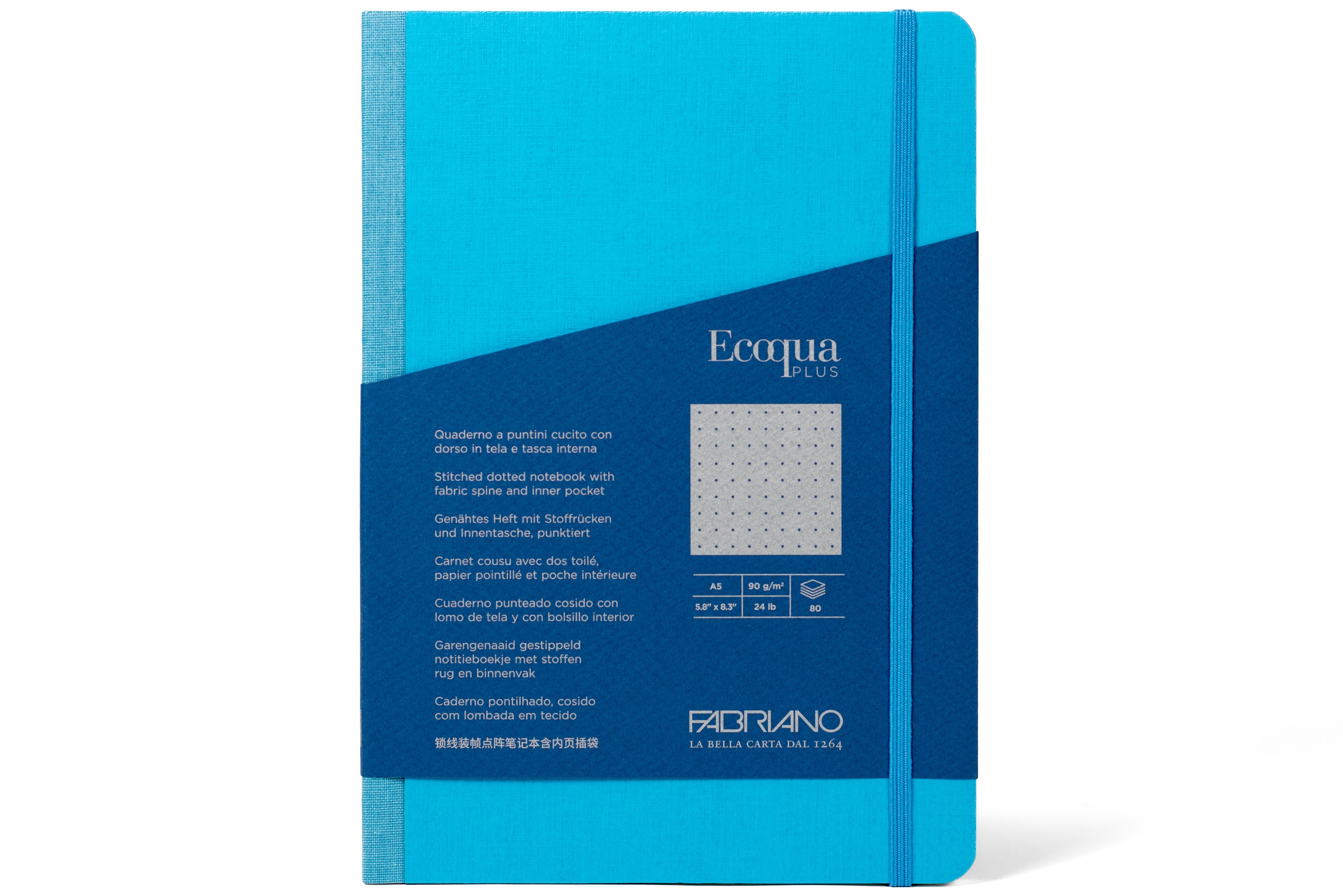 Ecoqua Plus Clothbound Notebook, A5 Dot Grid, Turquoise