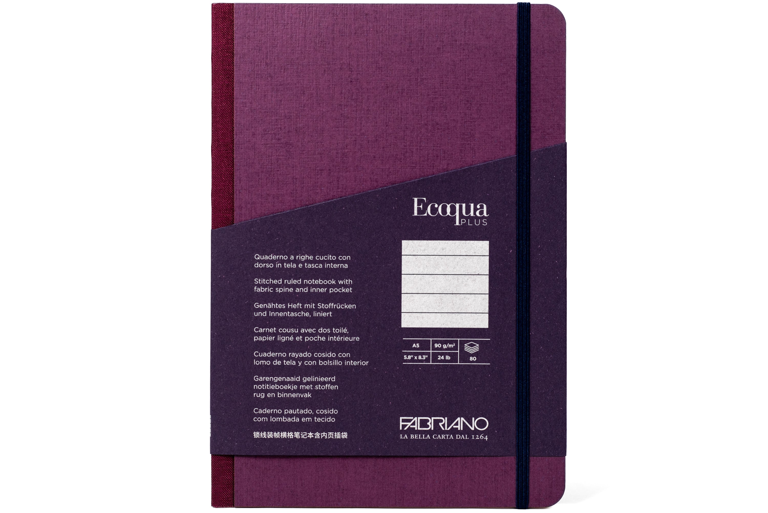 Ecoqua Plus Clothbound Notebook, A5 Lined, Wine