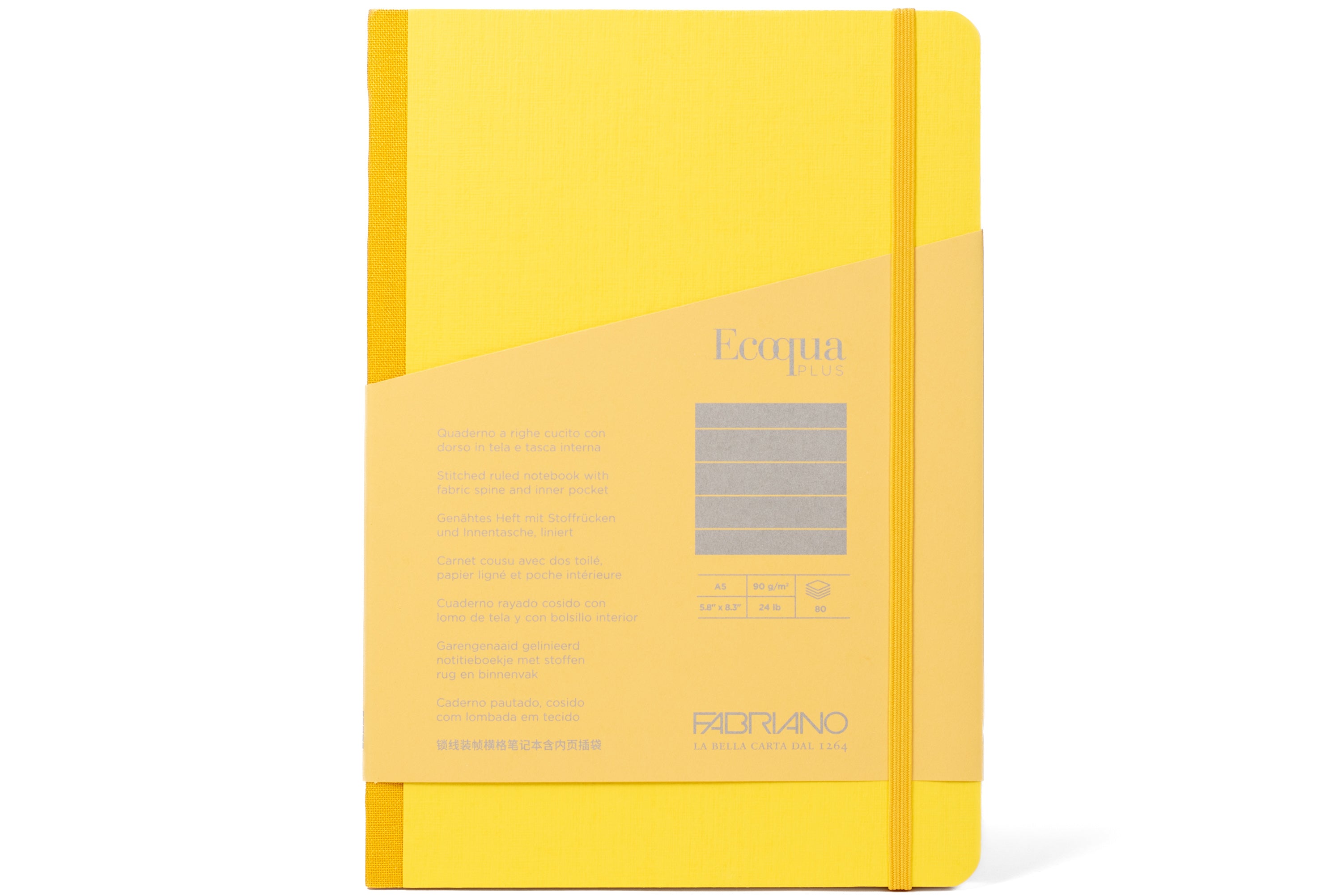Ecoqua Plus Clothbound Notebook, A5 Lined, Yellow