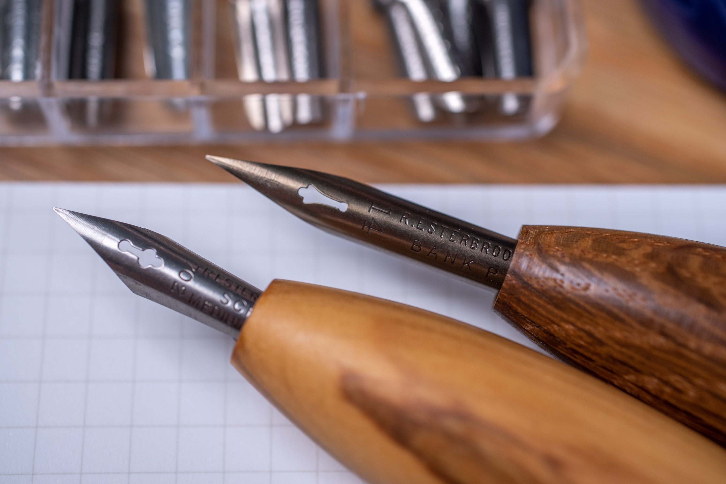 Bullet Pen Holder, Aged Oak, with Leonardt #30 Nib