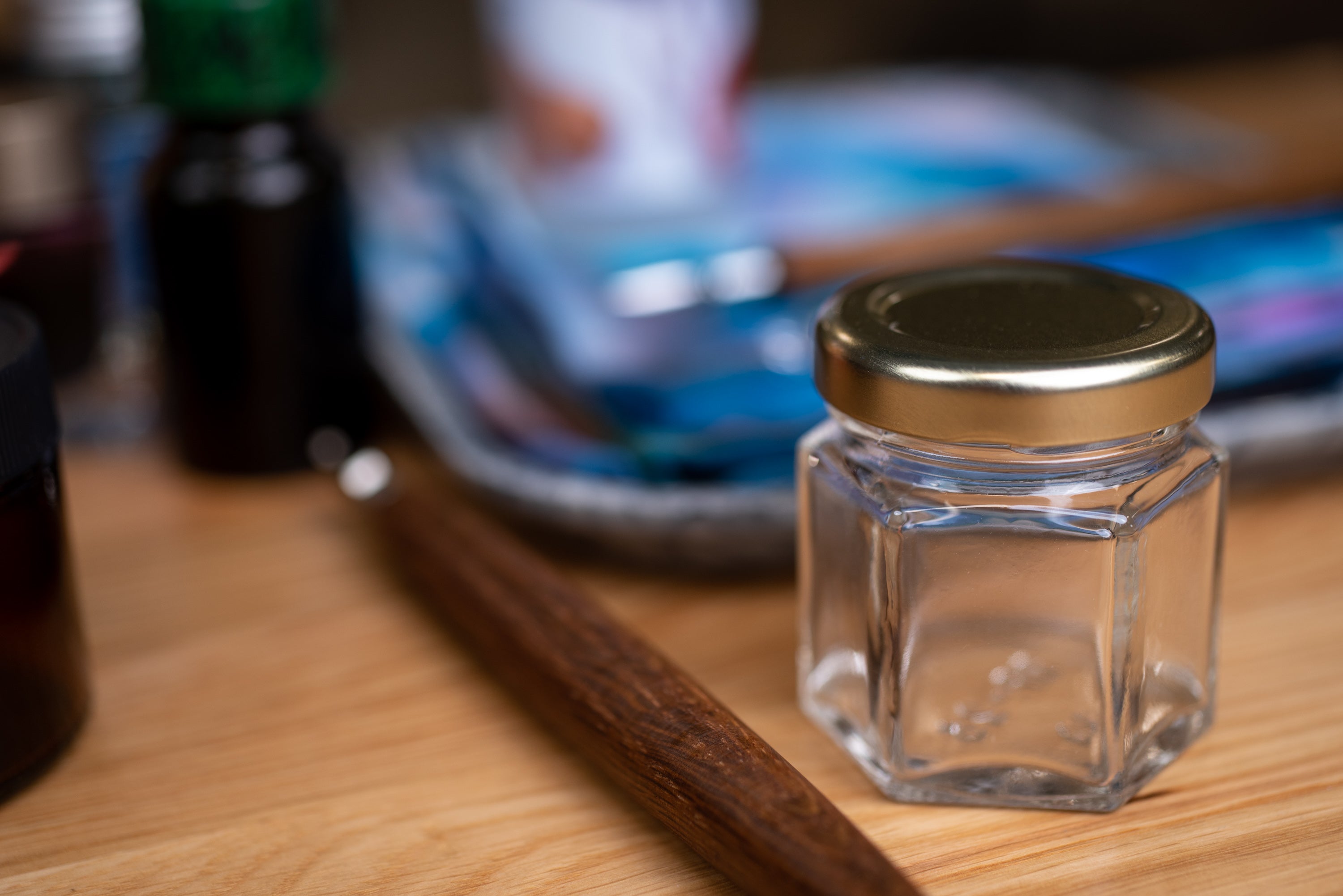 Hexagonal Jar with Gold Cap, 45 mL