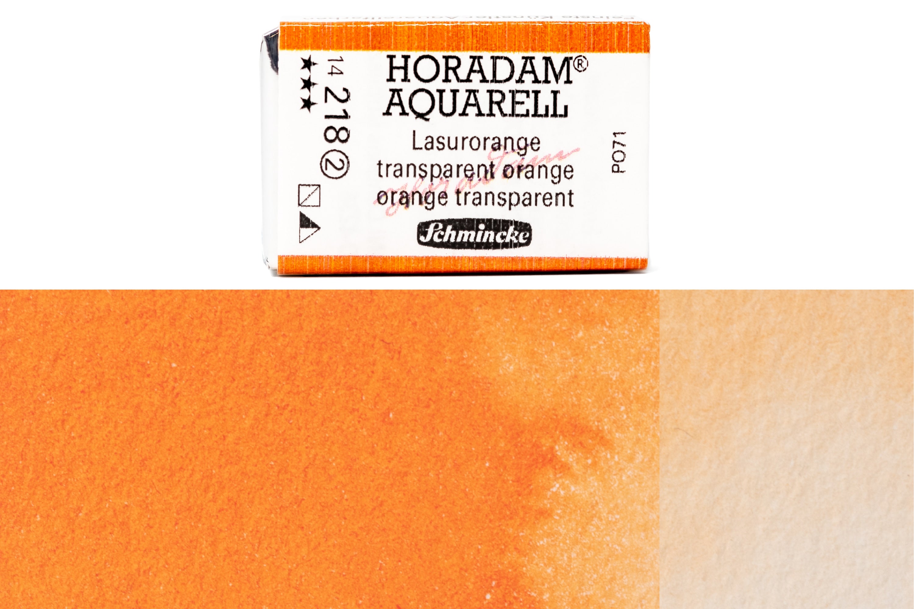 Schmincke - Horadam Watercolor Full Pan, #218 Transparent Orange - St. Louis Art Supply