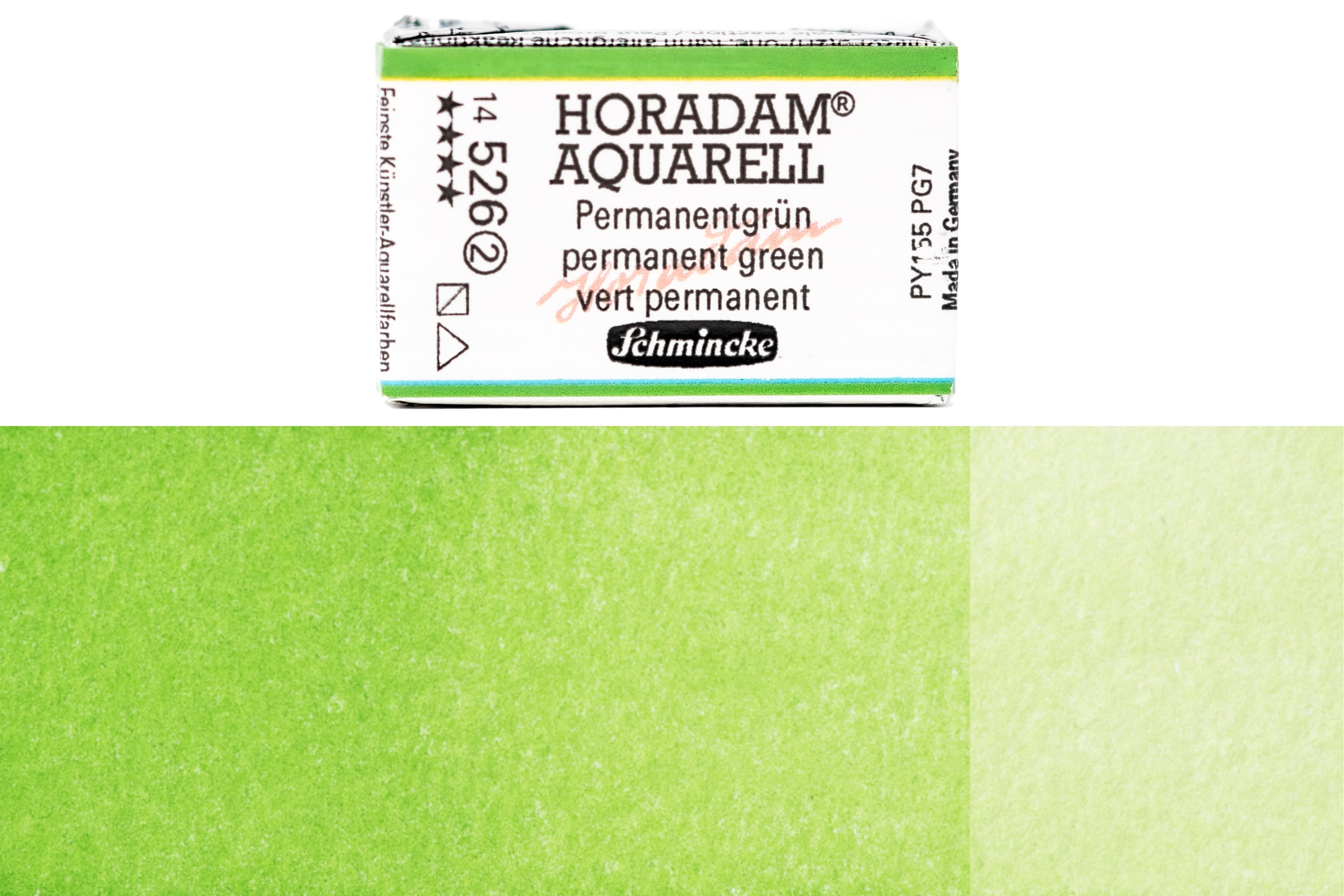 Schmincke - Horadam Watercolor Full Pan, #526 Permanent Green - St. Louis Art Supply