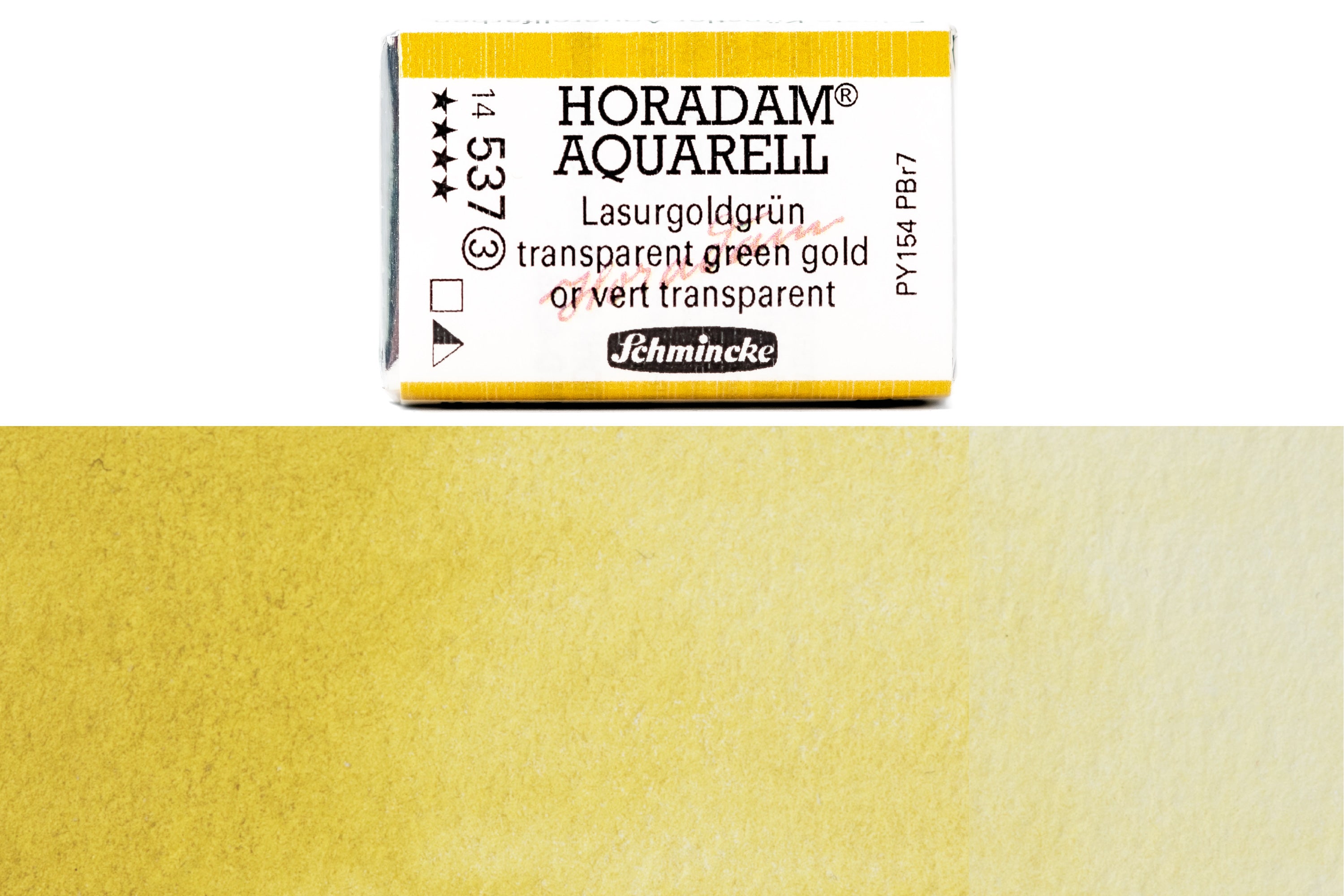 Schmincke - Horadam Watercolor Full Pan, #537 Transparent Green Gold - St. Louis Art Supply