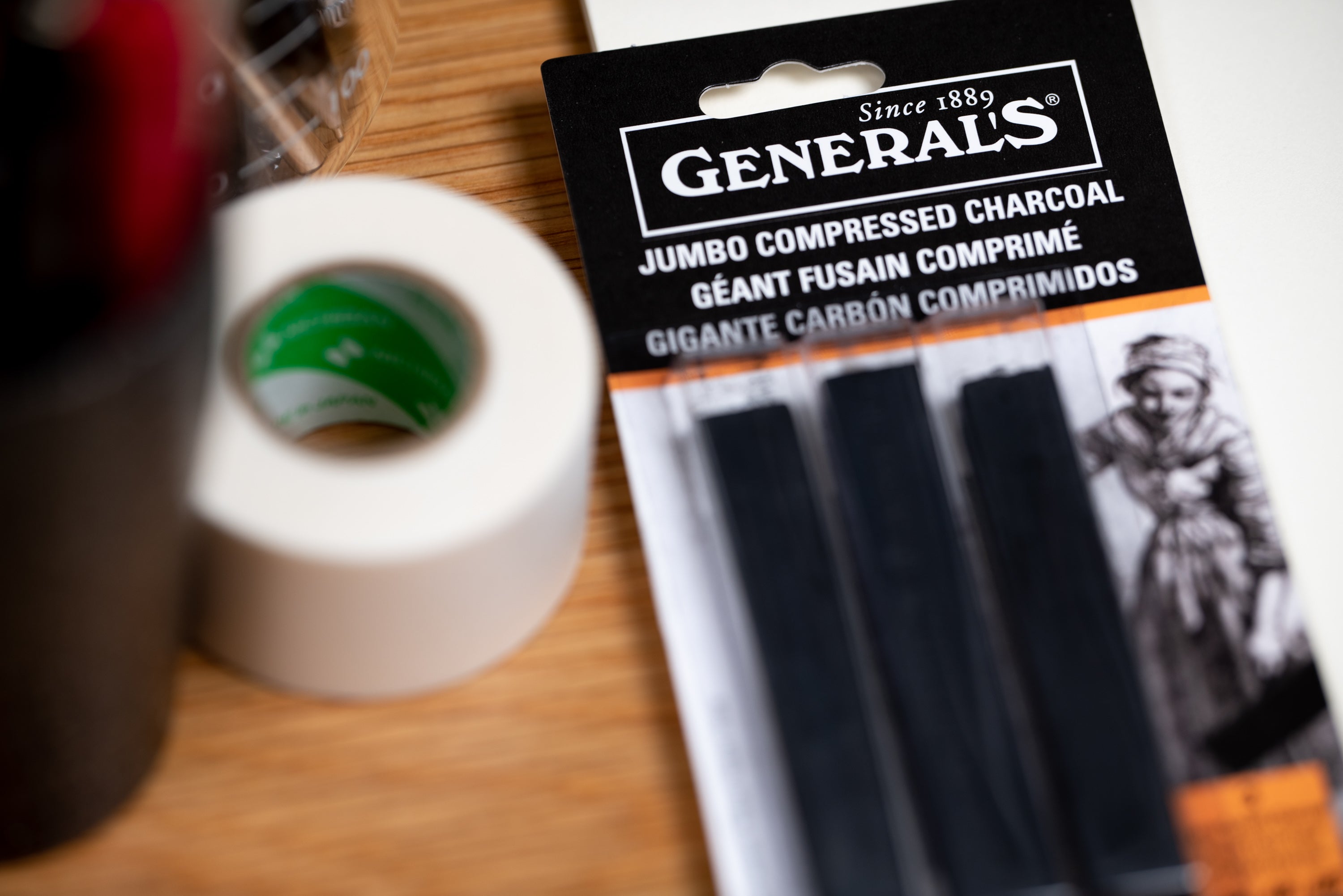 Jumbo Compressed Charcoal Sticks, Set of 3