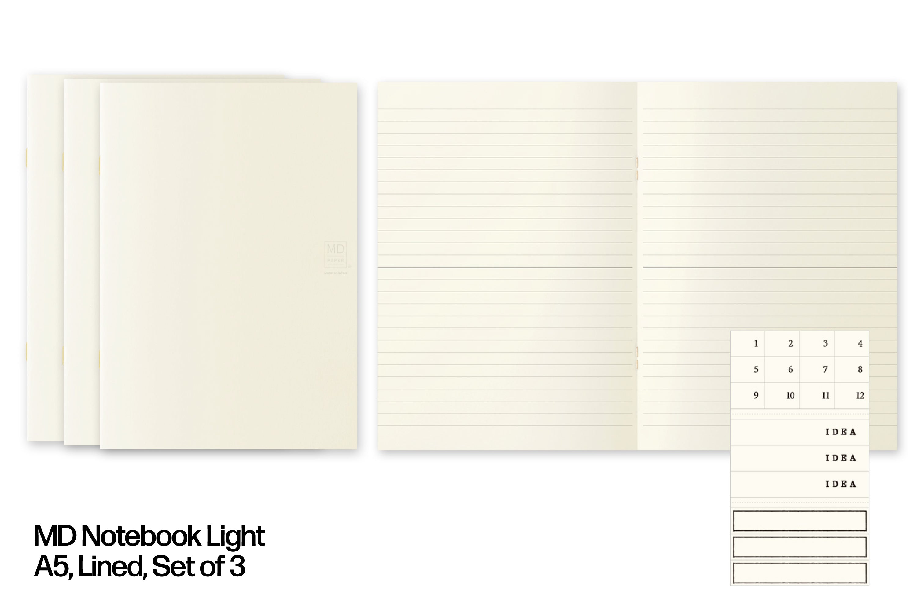 MD Notebook Light, A5 Lined, Set of 3
