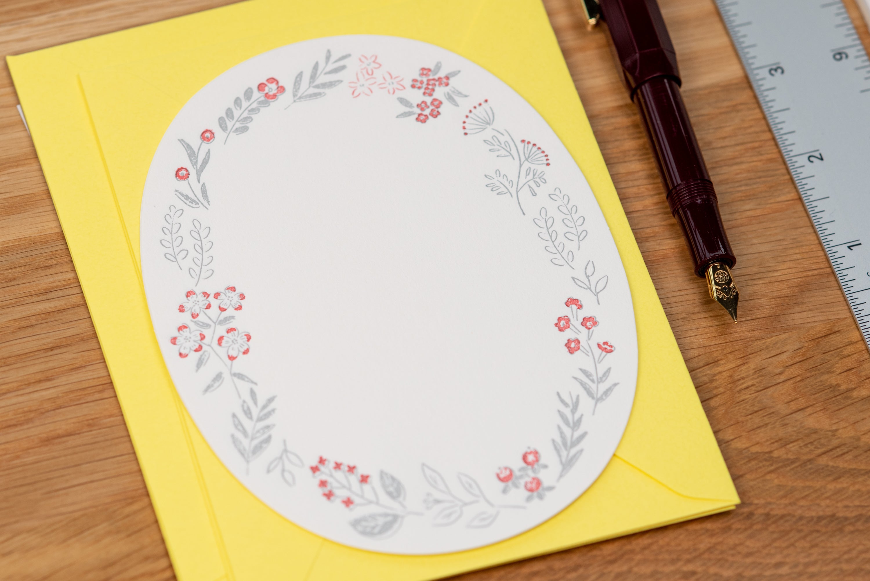 Midori - Die-Cut Letterpress Note Set, Yellow/Red - St. Louis Art Supply