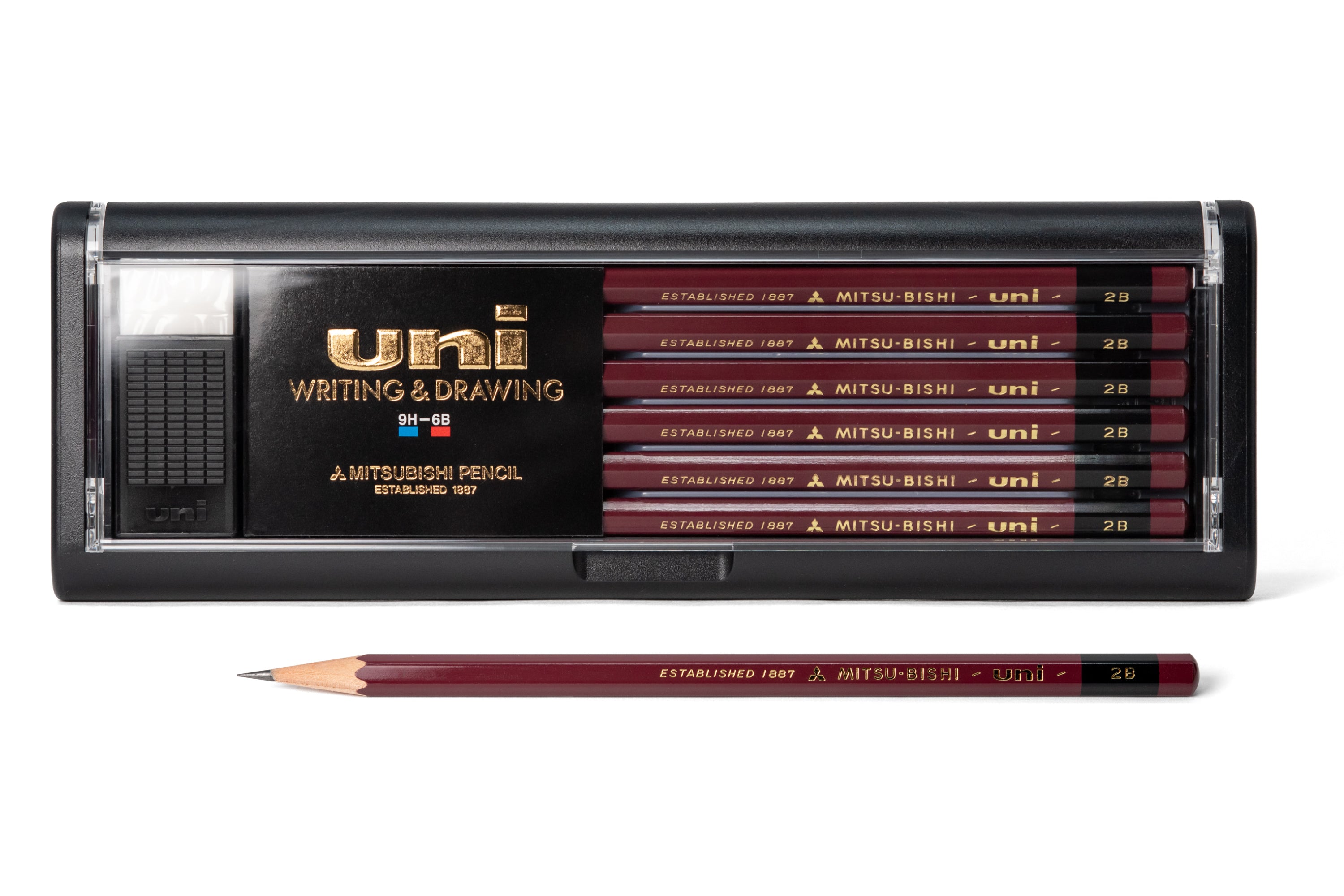 Mitsubishi Pencil Co. - Uni Pencil, 2B, Set of 12 with Eraser - St. Louis Art Supply