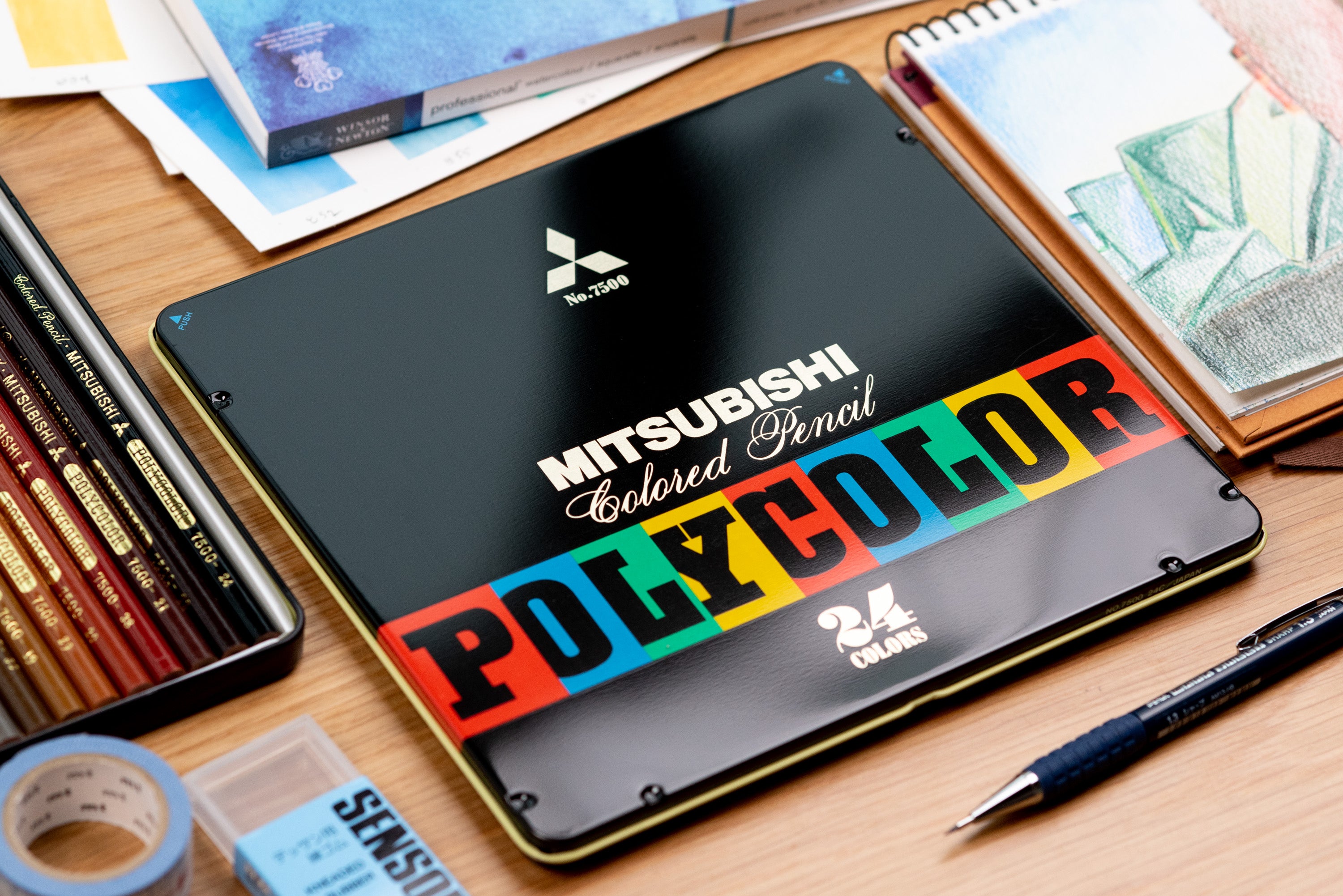 Mitsubishi Pencil Co. - Polycolor Colored Pencils, Set of 24 - St. Louis Art Supply