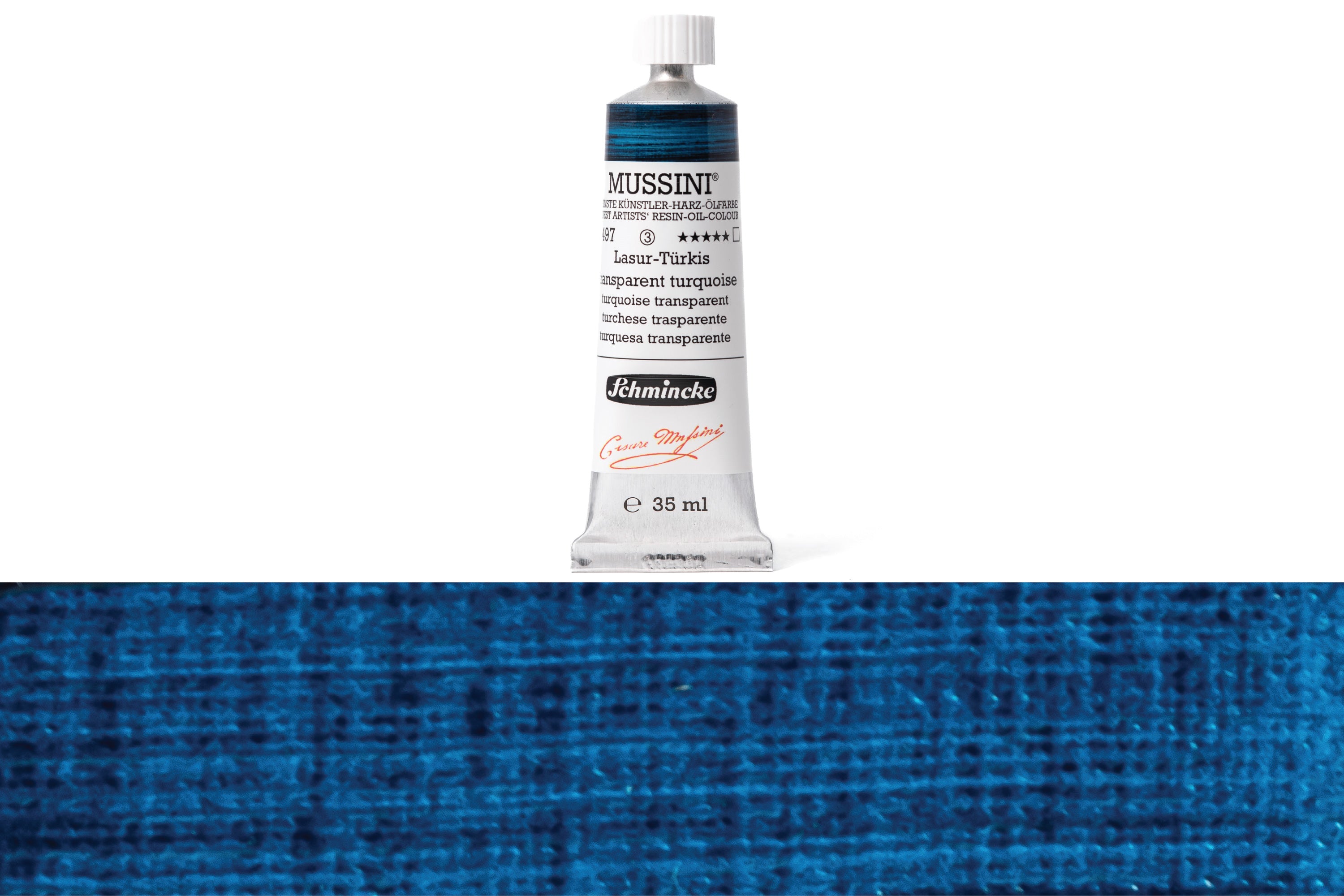 Schmincke - Mussini Oil Colors, 35 mL, #497 Transparent Turquoise - St. Louis Art Supply