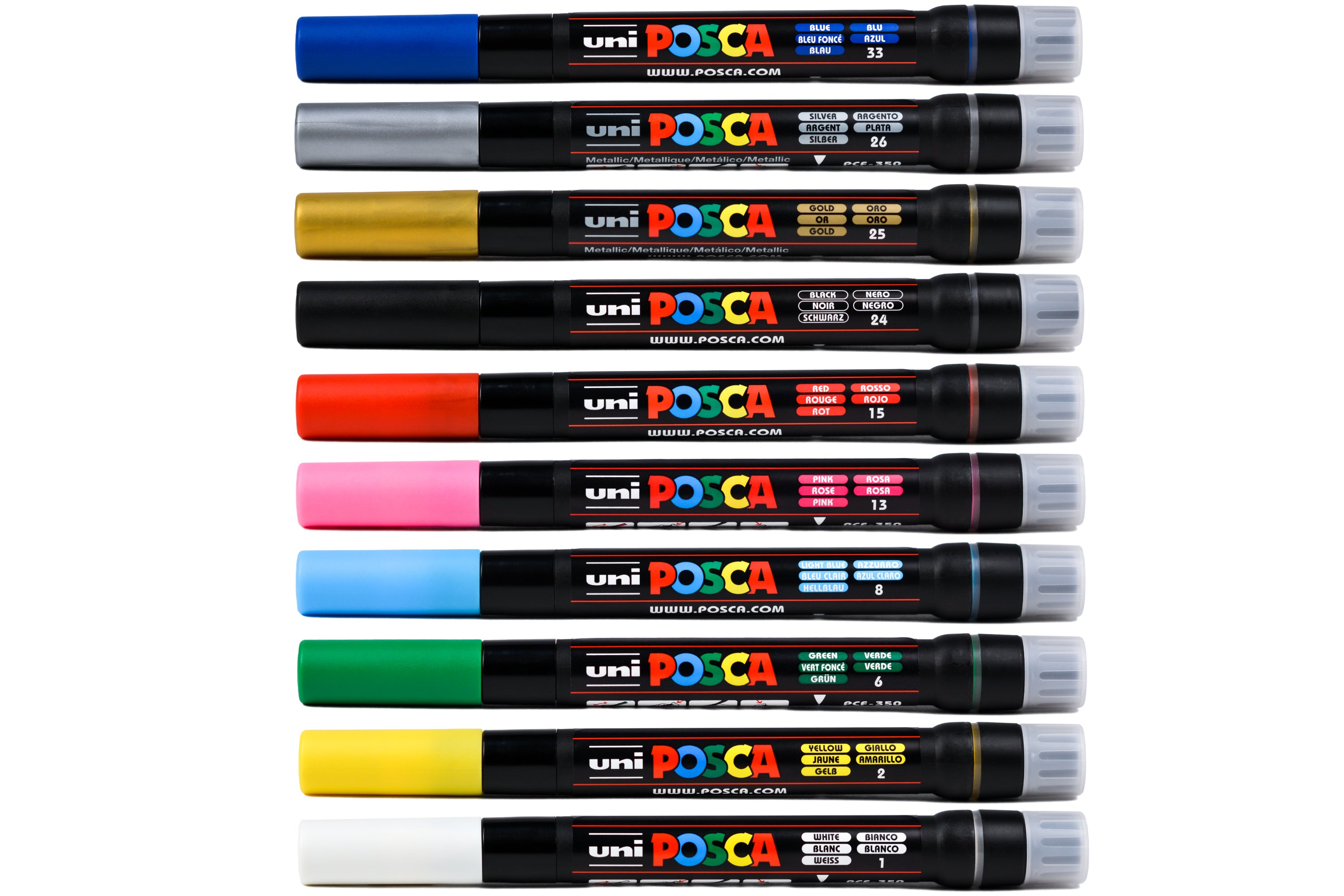 POSCA Pcf-350 Standard Colours Brush Tip 10 Pen Collection for sale online