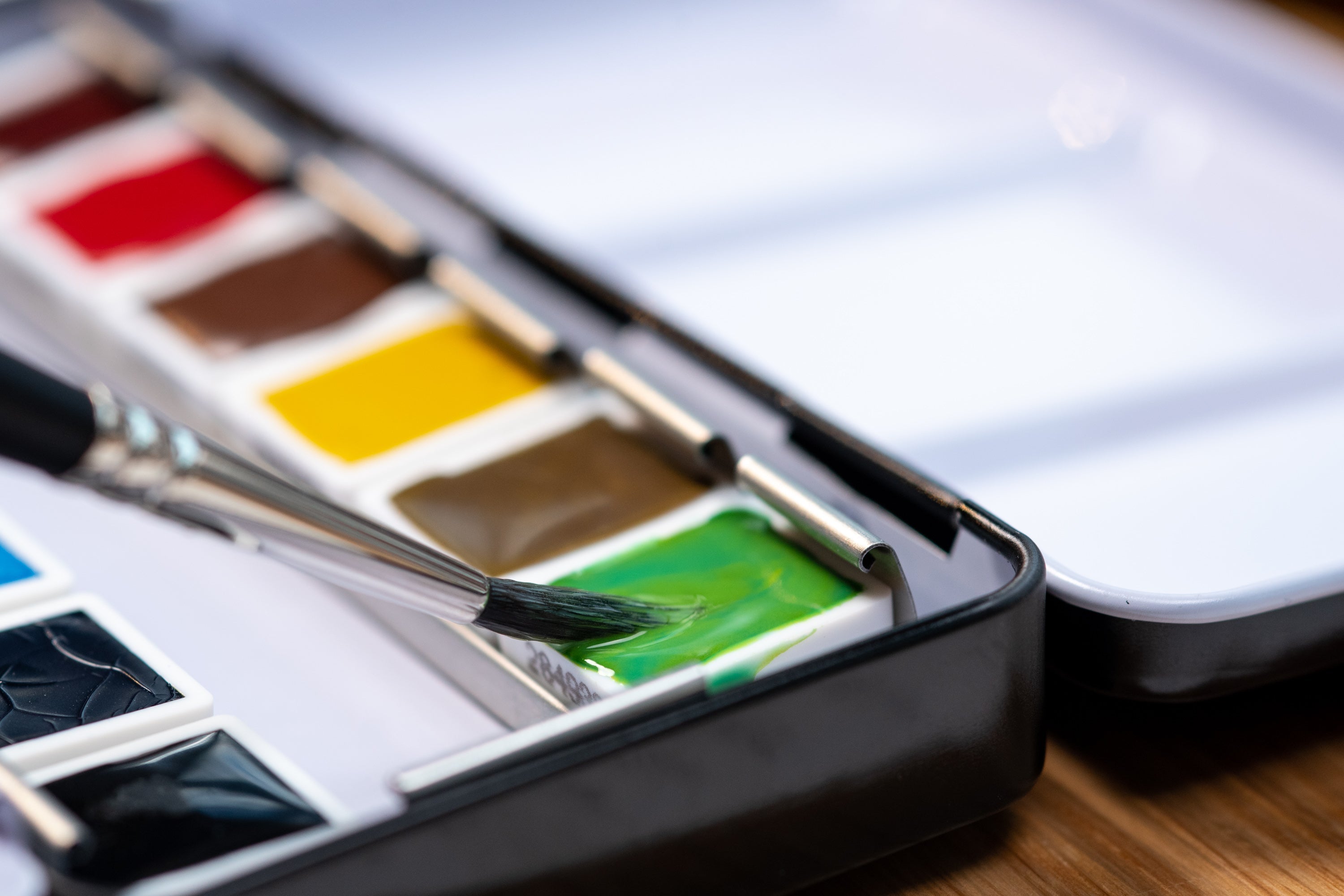 Schmincke - Supergranulation Watercolor Half Pan, #985 Tundra Green - St. Louis Art Supply