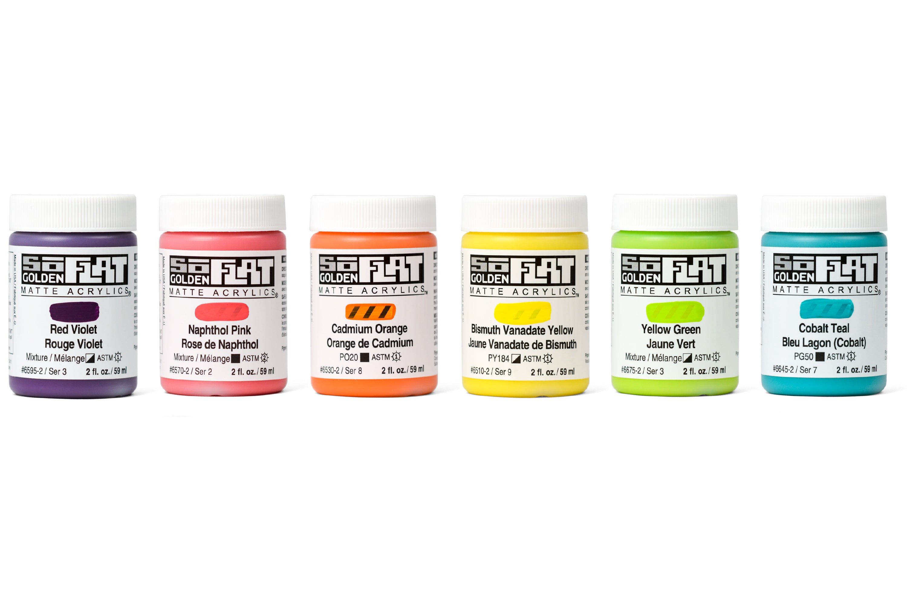 Golden SoFlat Matte Acrylics, Zing Set of 6