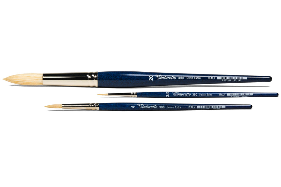 Setola Extra Short-Handled Bristle Brushes, Series 390 (Round)