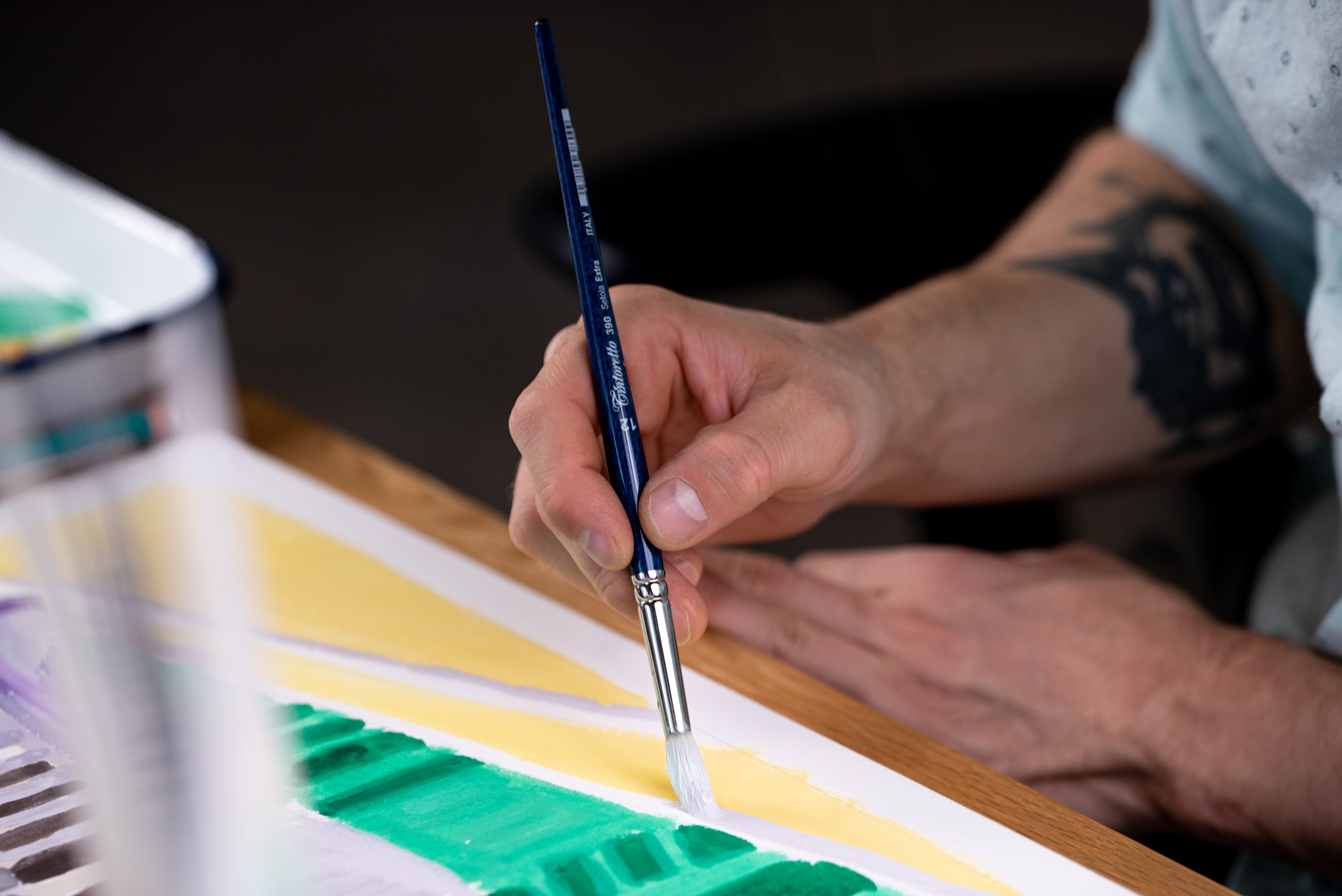 Setola Extra Short-Handled Bristle Brushes, Series 390 (Round)