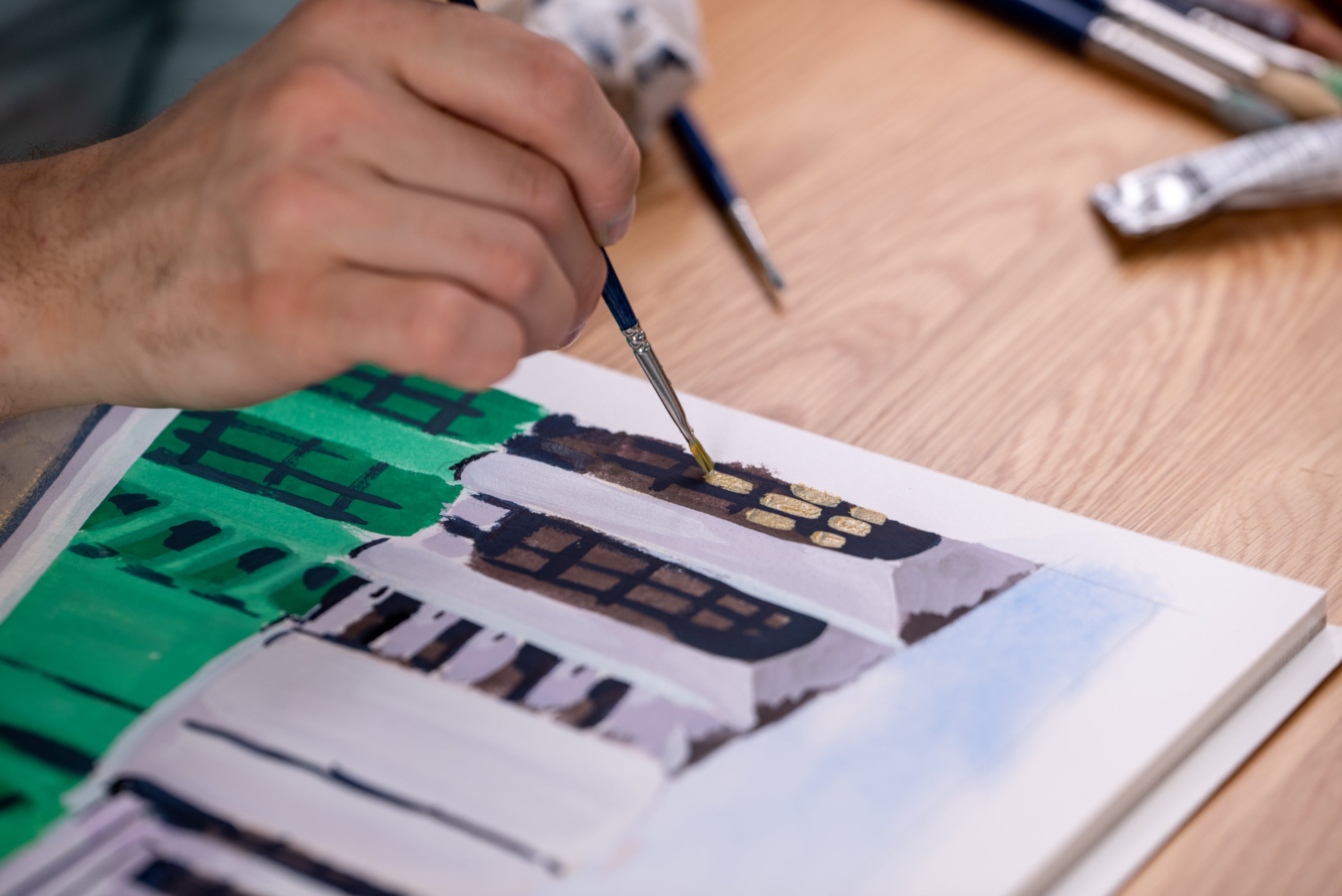 Setola Extra Short-Handled Bristle Brushes, Series 392 (Flat)