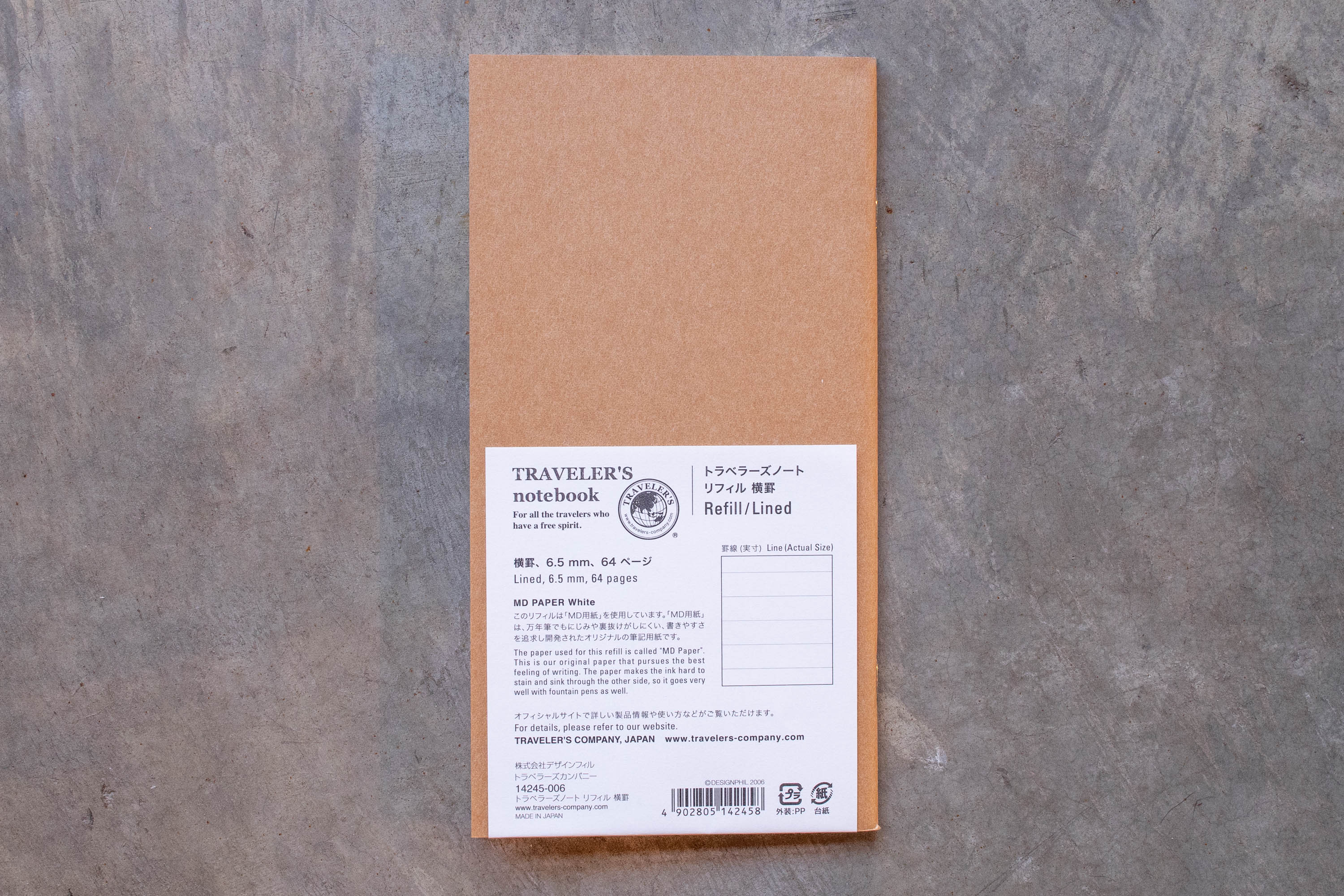 Traveler's Notebook Refill #001: MD Paper, Lined, Regular Size - St. Louis Art Supply