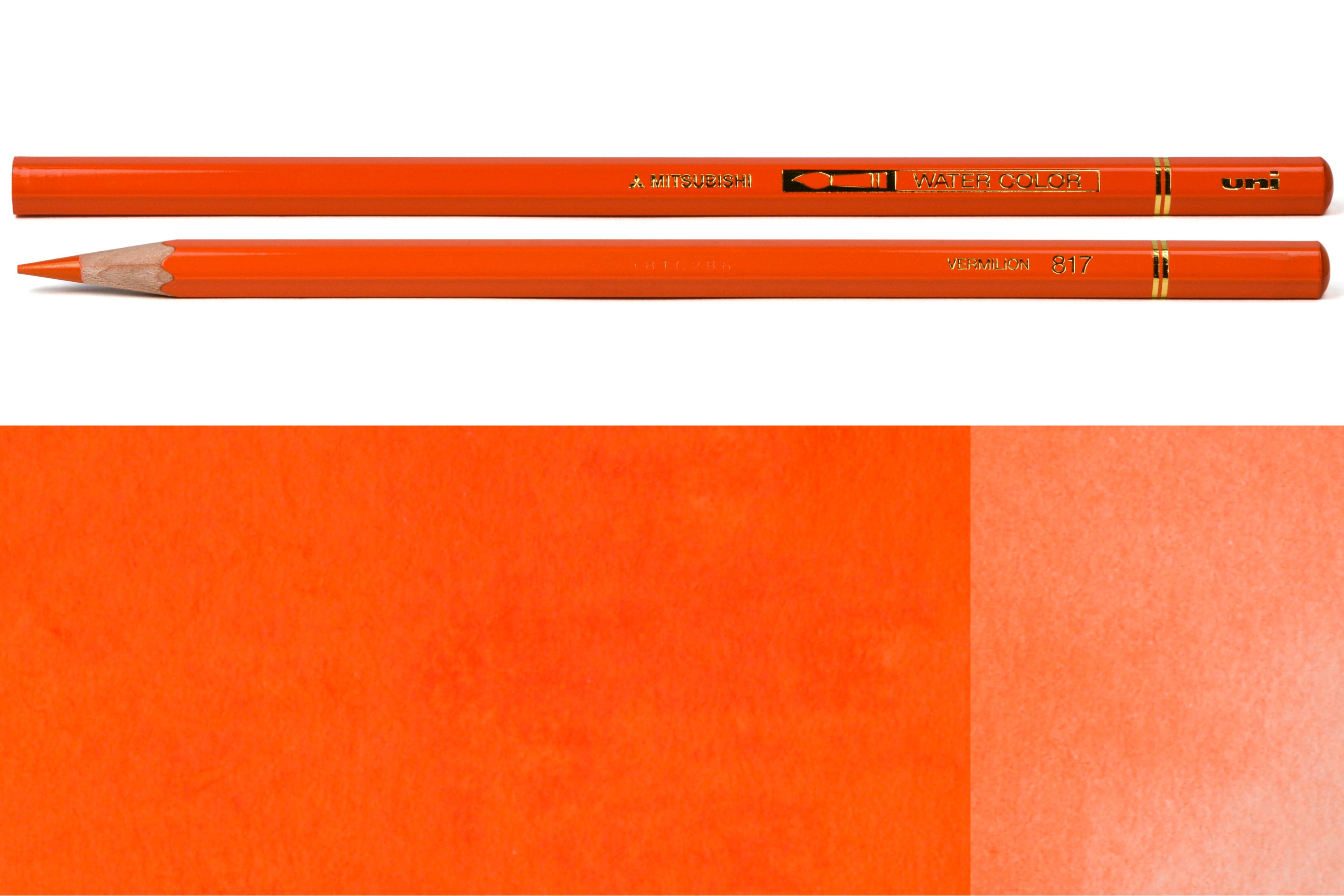 Uni Watercolor Pencils, #817 Vermilion