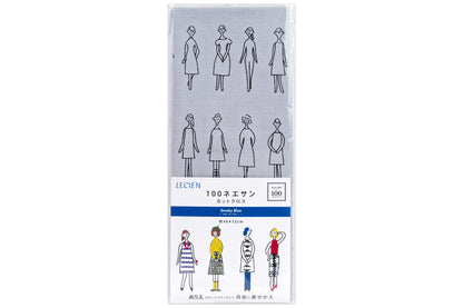 "100 Nee-san" Embroidery Fabric, Smoky Blue