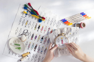 "100 Nee-san" Embroidery Fabric, White