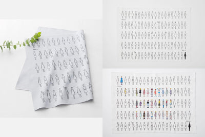 "100 Nee-san" Embroidery Fabric, White