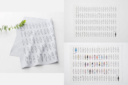 "100 Nee-san" Embroidery Fabric, White