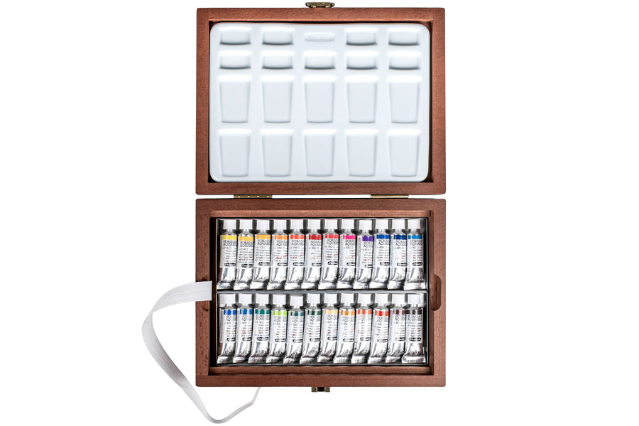 Horadam Watercolors, Wood Box of 24 Tubes with Palette
