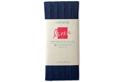 Linen-Blend Bias Tape, Navy Blue