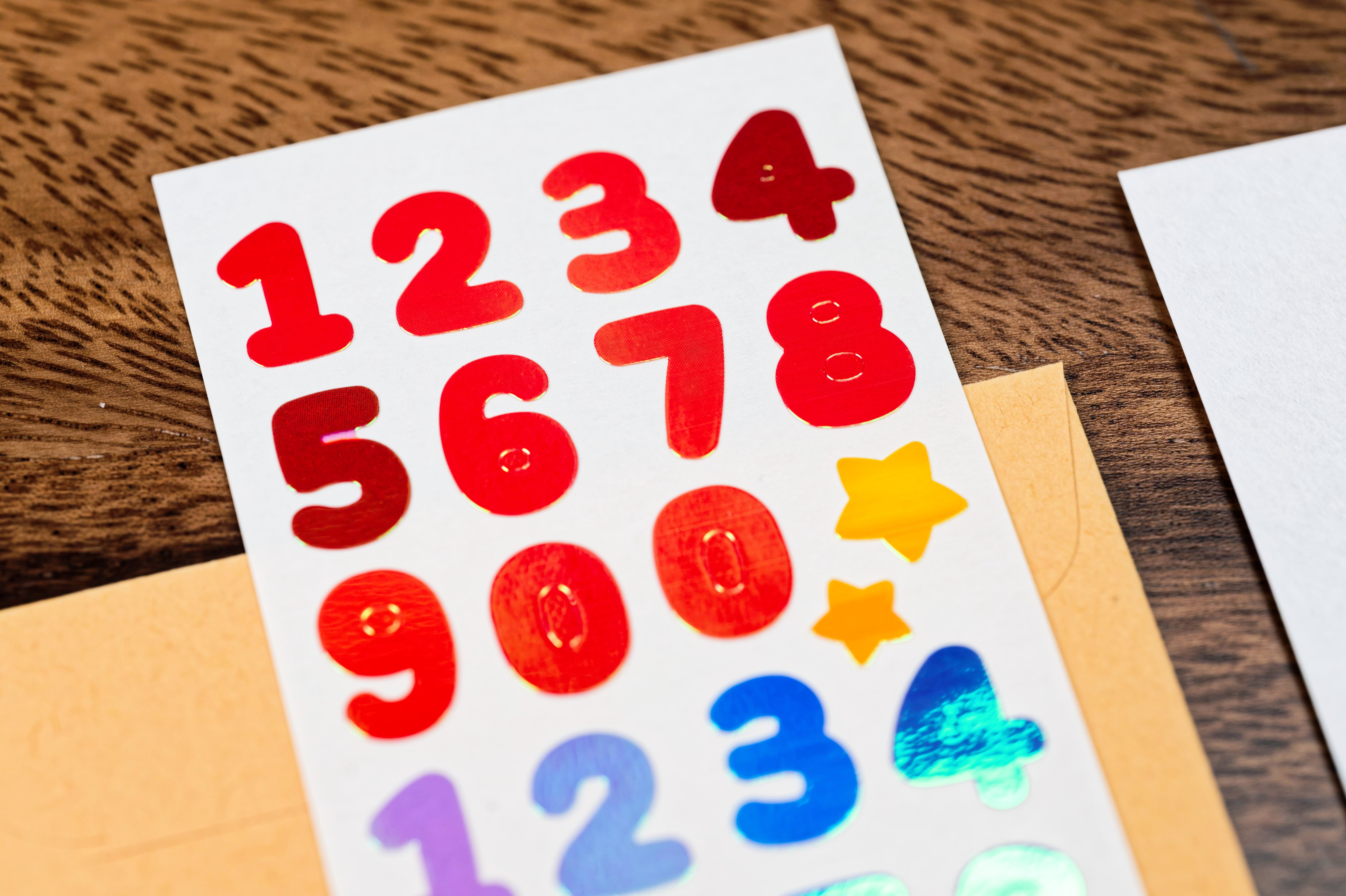 Aurora-Foil Number Sticker Sheet