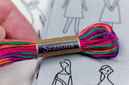 "100 Nee-san" Embroidery Fabric, White