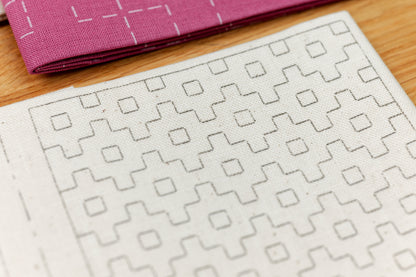 Sashiko Fabric, Four Mini Samplers, Flax Beige