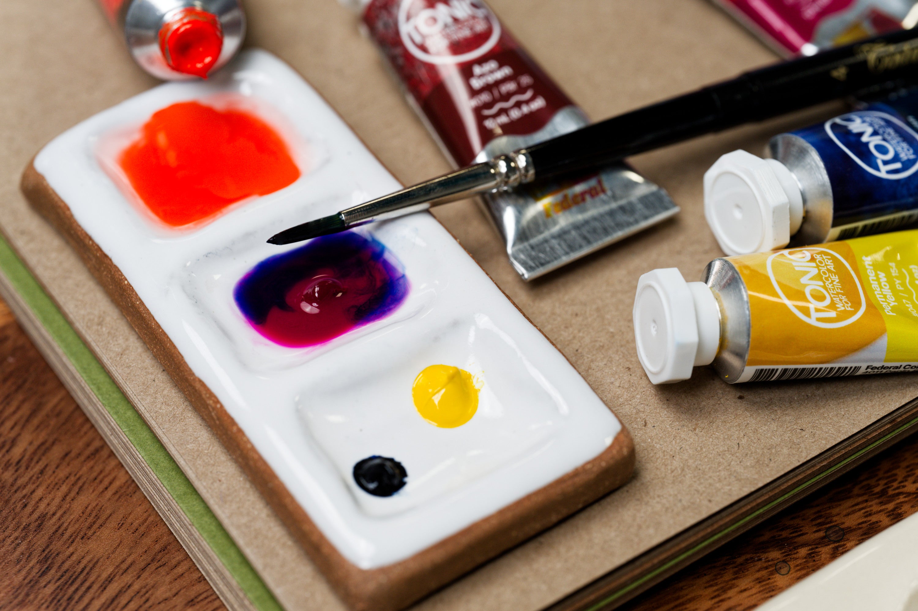 3-Well Ceramic Paint Palette