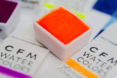 CfM Watercolor Half Pan, Fluorescent Orange