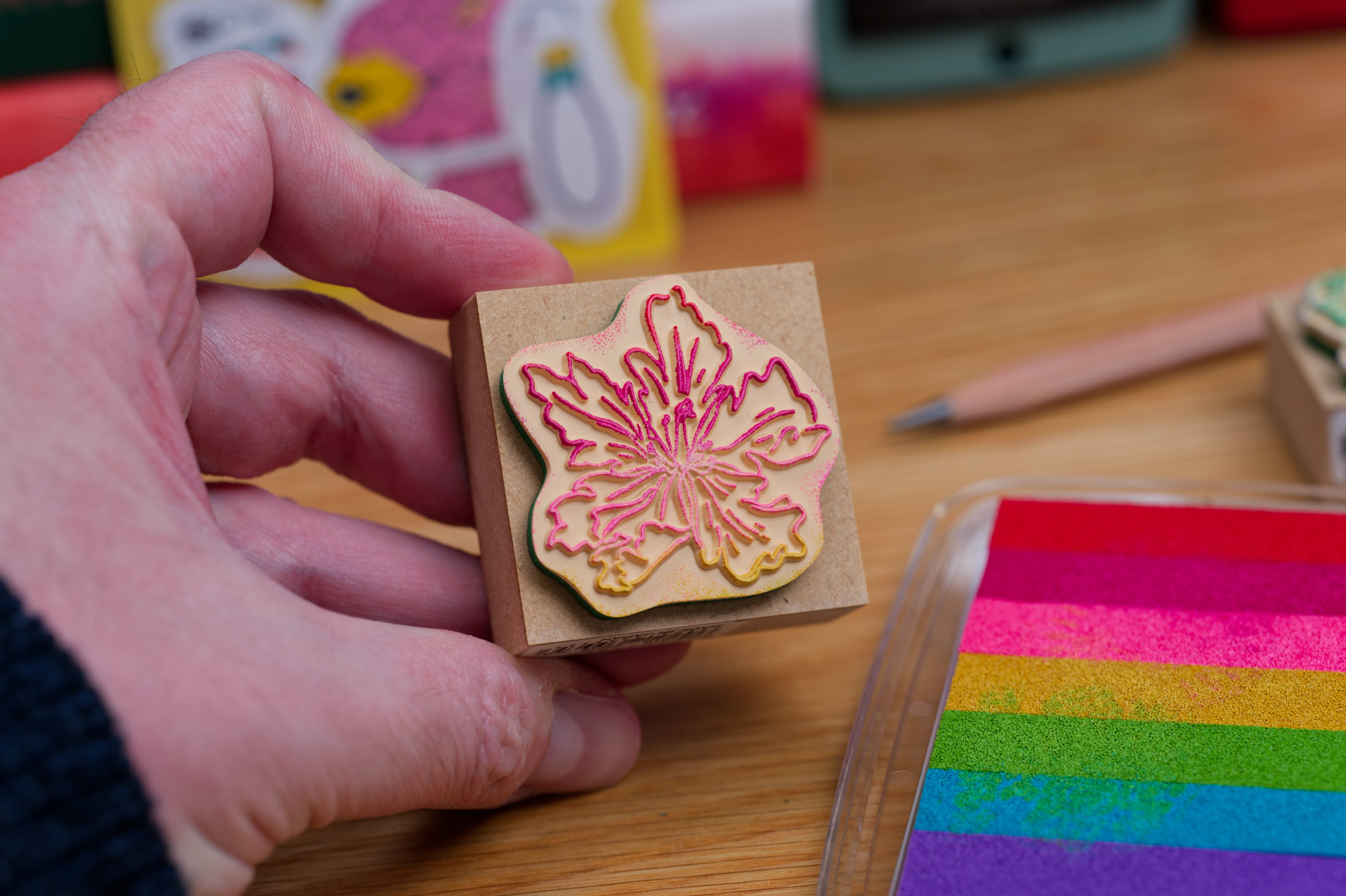 Flower Rubber Stamp, 1.8"