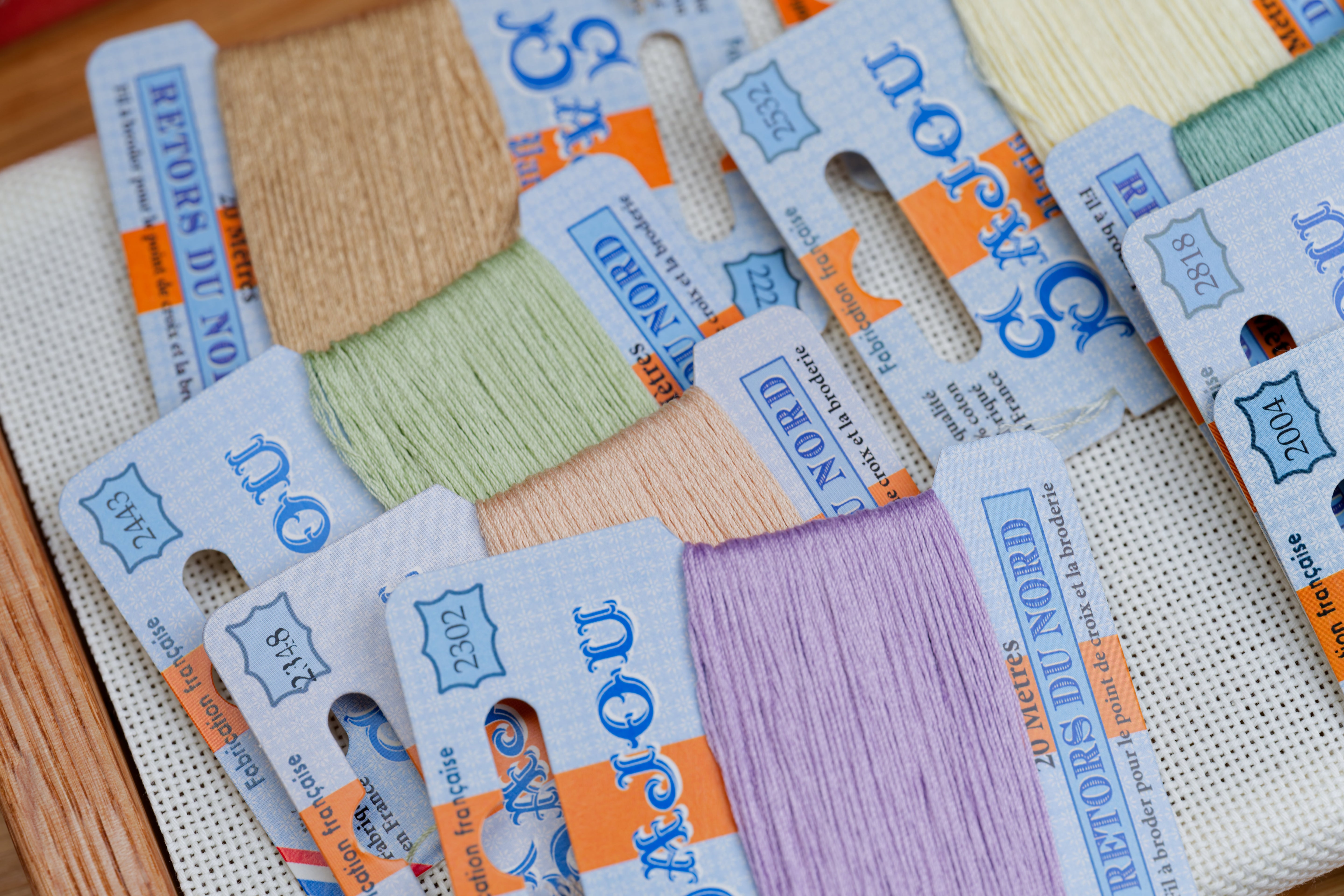 Retors du Nord Embroidery Floss, 12 Pastel Colors