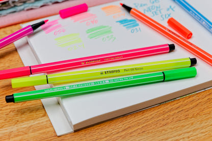 Pen 68 Fine-Tip Markers, Neon Set of 6