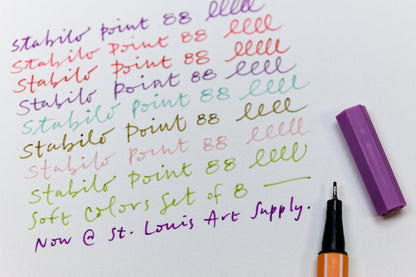 Point 88 Fineliner Pens, Soft Colors Set of 8