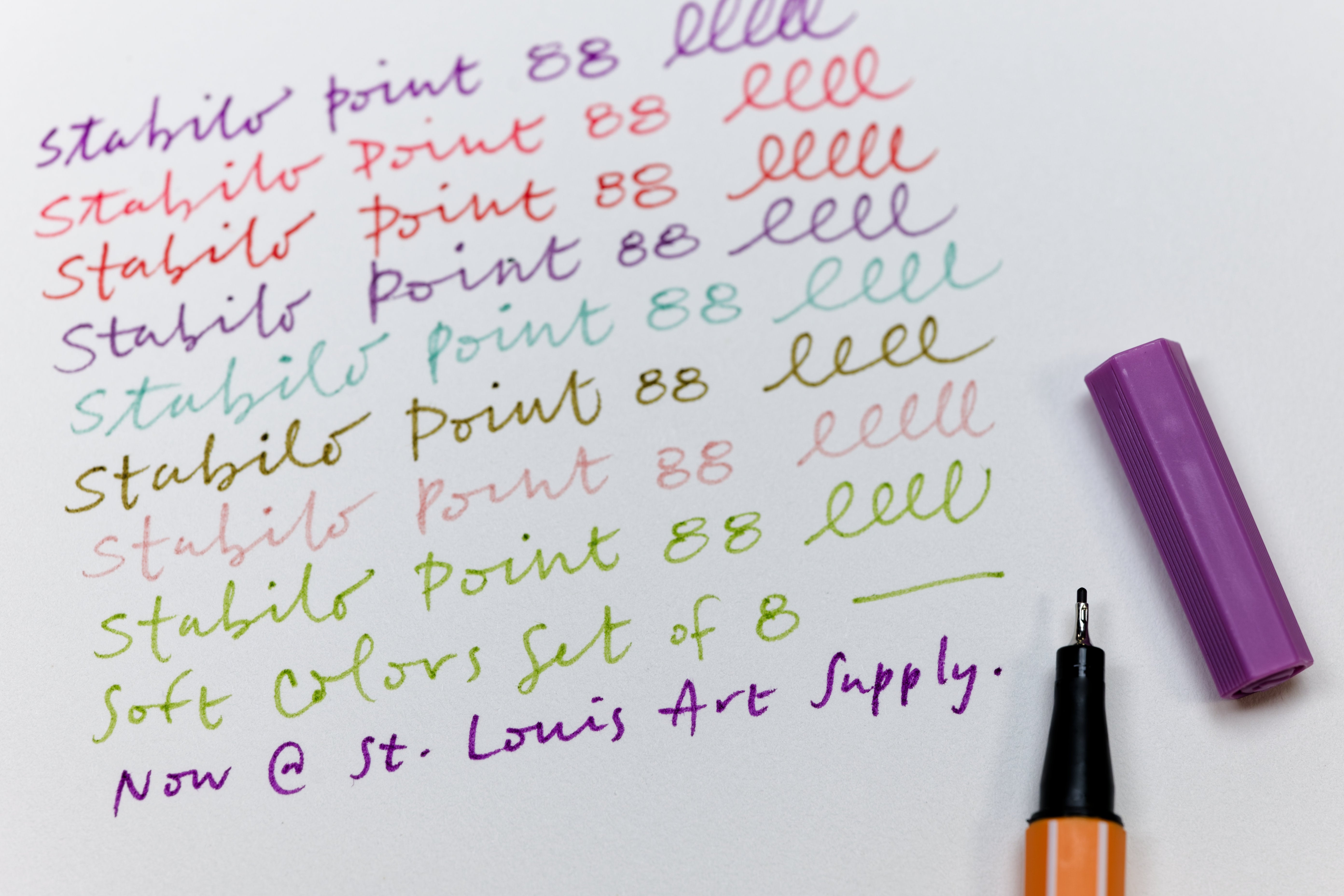 Point 88 Fineliner Pens, Soft Colors Set of 8